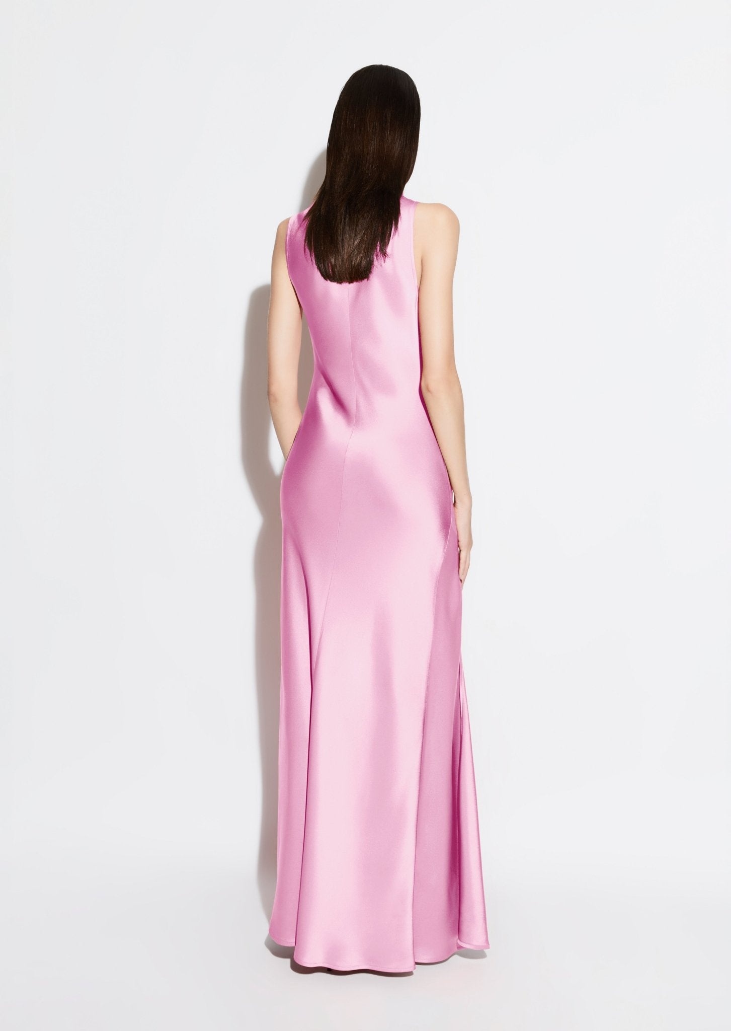 Satin Drape Neck Sleeveless Dress - 3