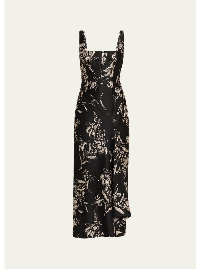 Metallic Floral Jacquard Sleeveless Maxi Dress 1
