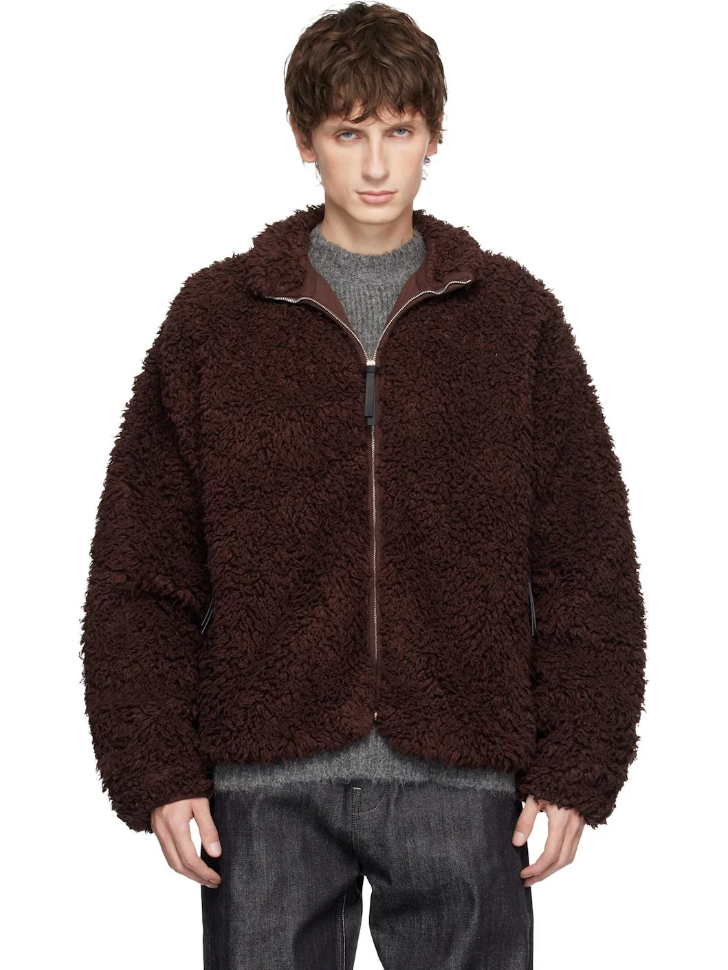 Burgundy Zip Up Jacket - 1