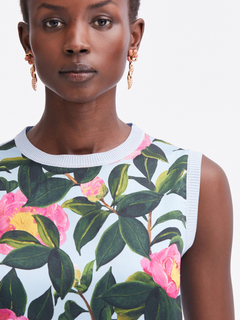 CAMELLIA PRINTED INSET TANK 4