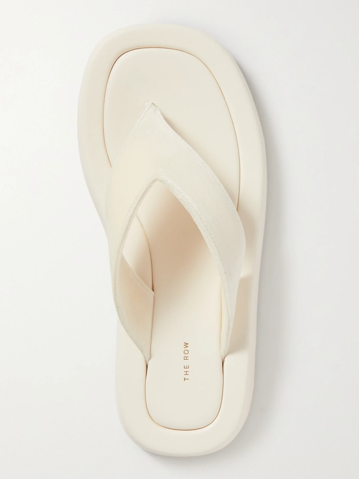 Ginza Leather And Velvet Platform Flip Flops - 5