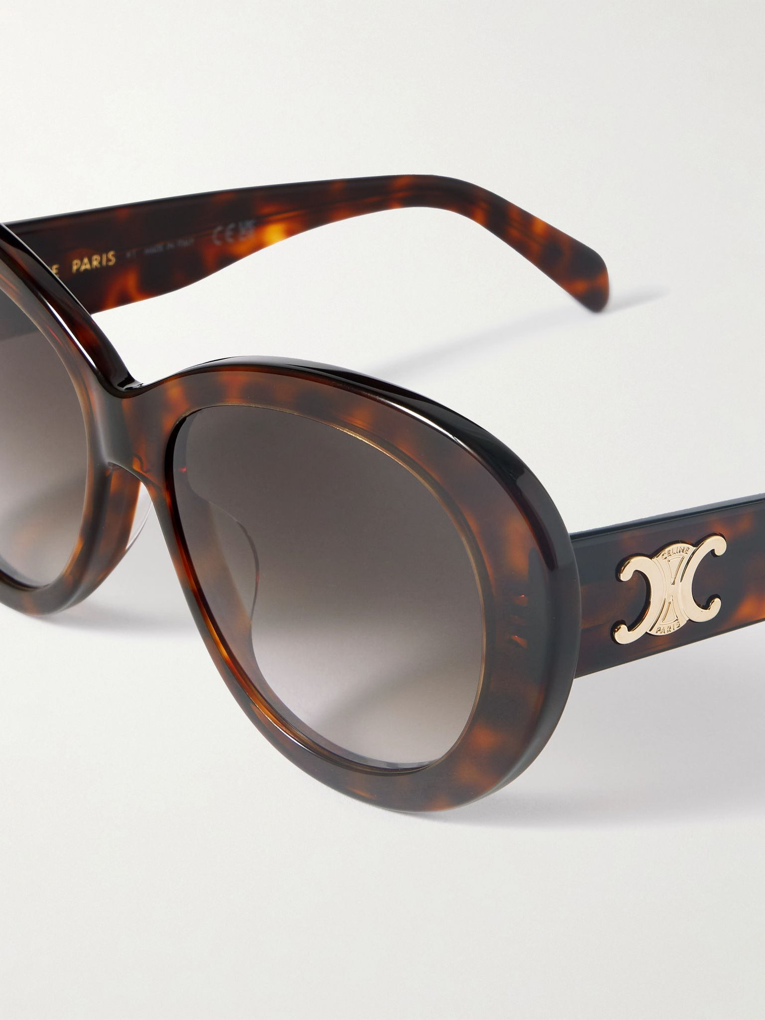 Triomphe round-frame tortoiseshell acetate sunglasses Brown - 4