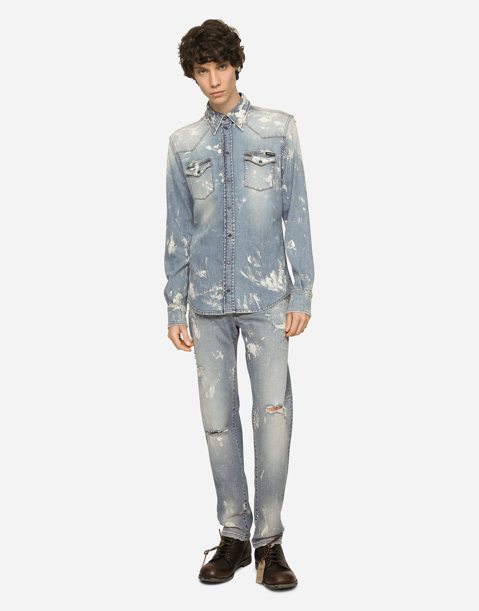Dolce & Gabbana Bleached wash slim-fit stretch denim jeans