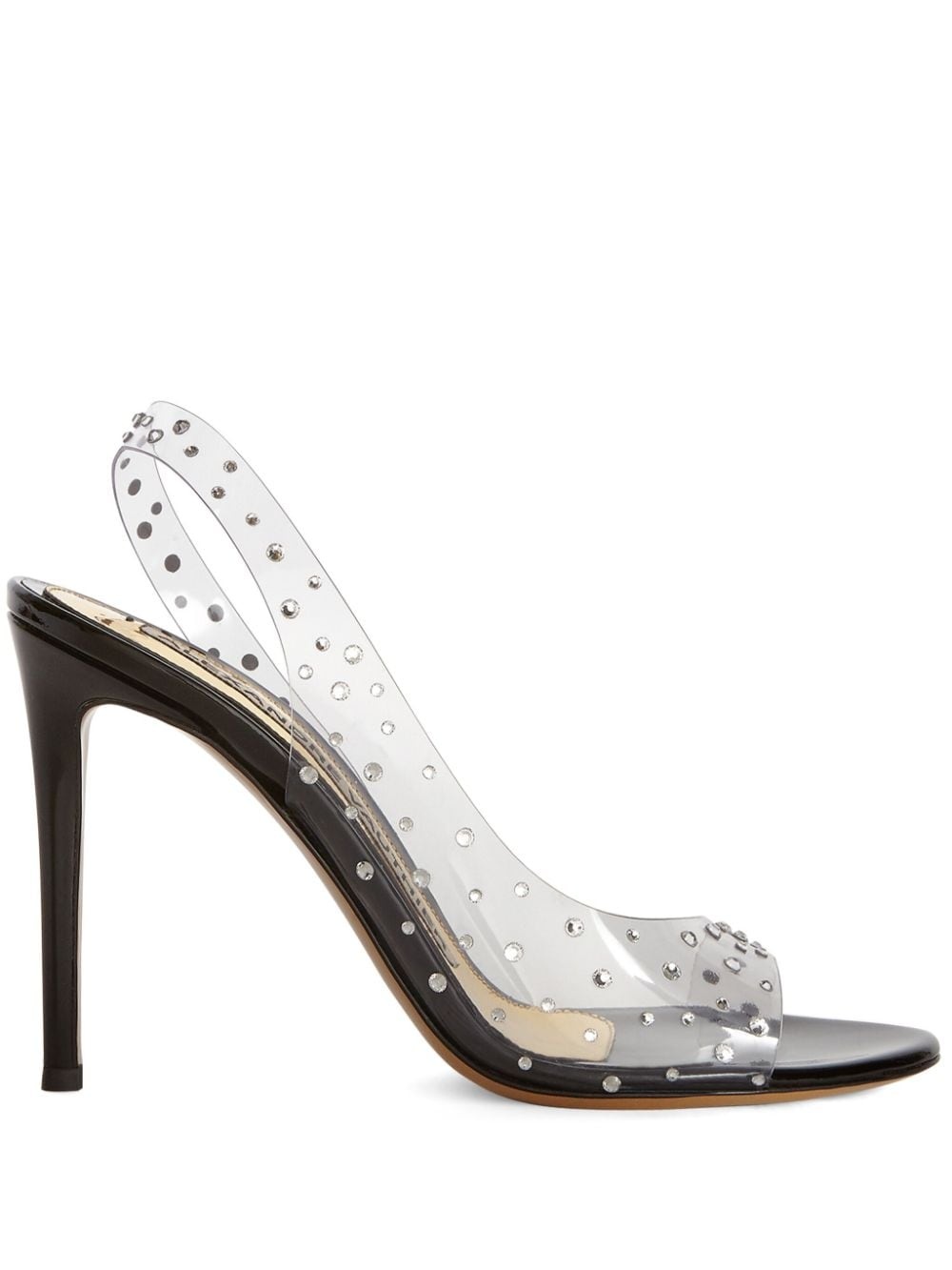 crystal-embellished transparent sandals - 1