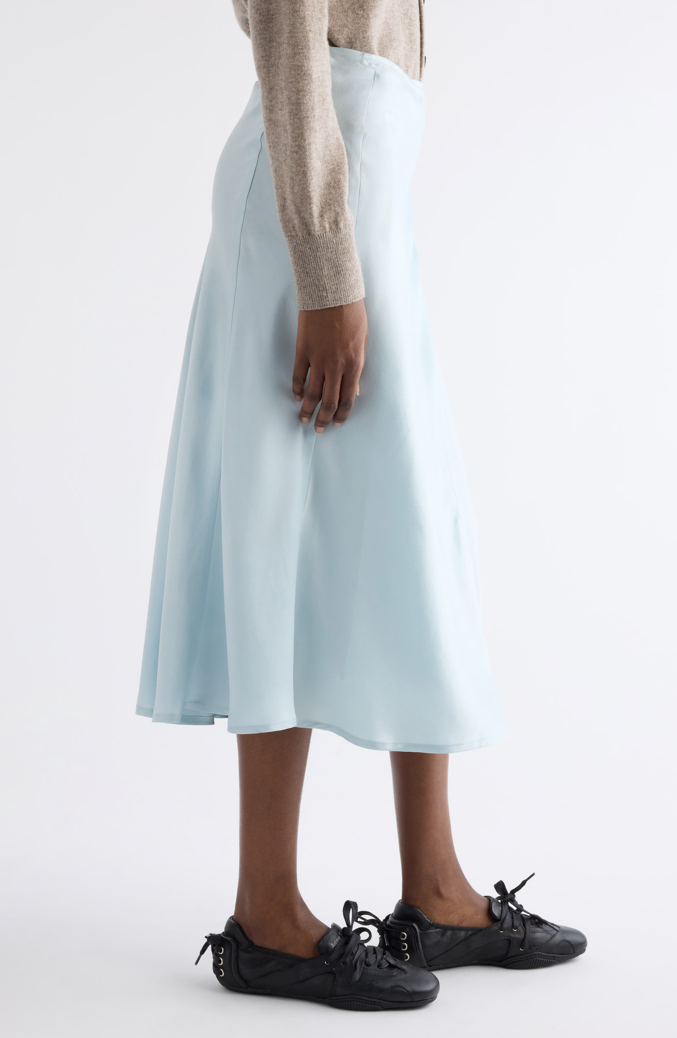 Acne Studios Igona Silk Satin Wrap Skirt in Light Blue at Nordstrom - 4