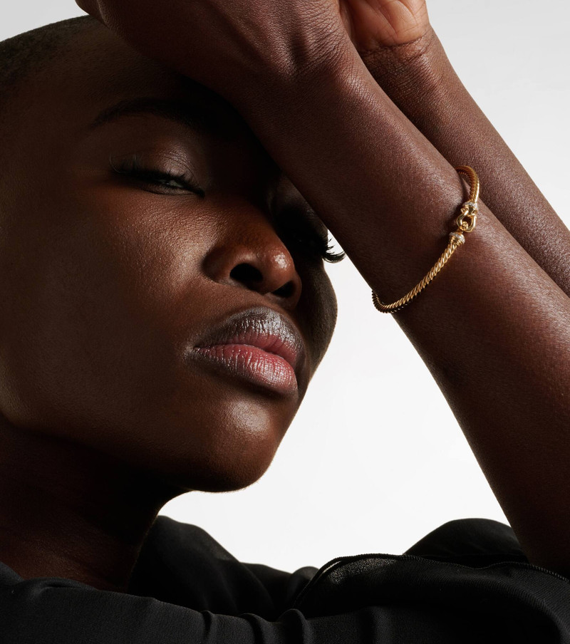 DAVID YURMAN Buckle Cablespira® 18kt gold bangle with diamonds outlook