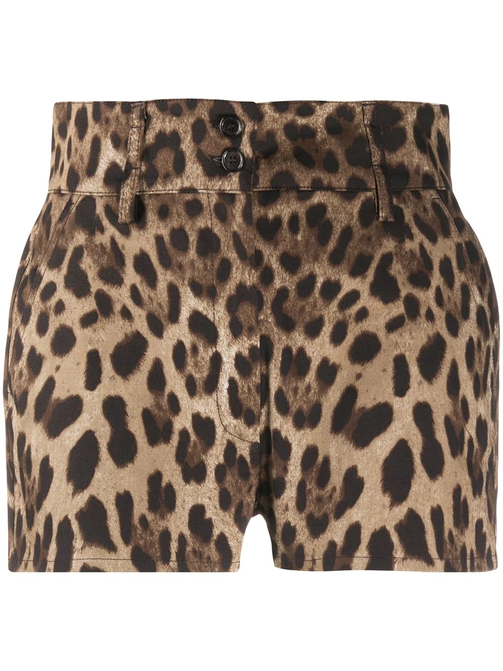 leopard print high-waisted shorts - 1