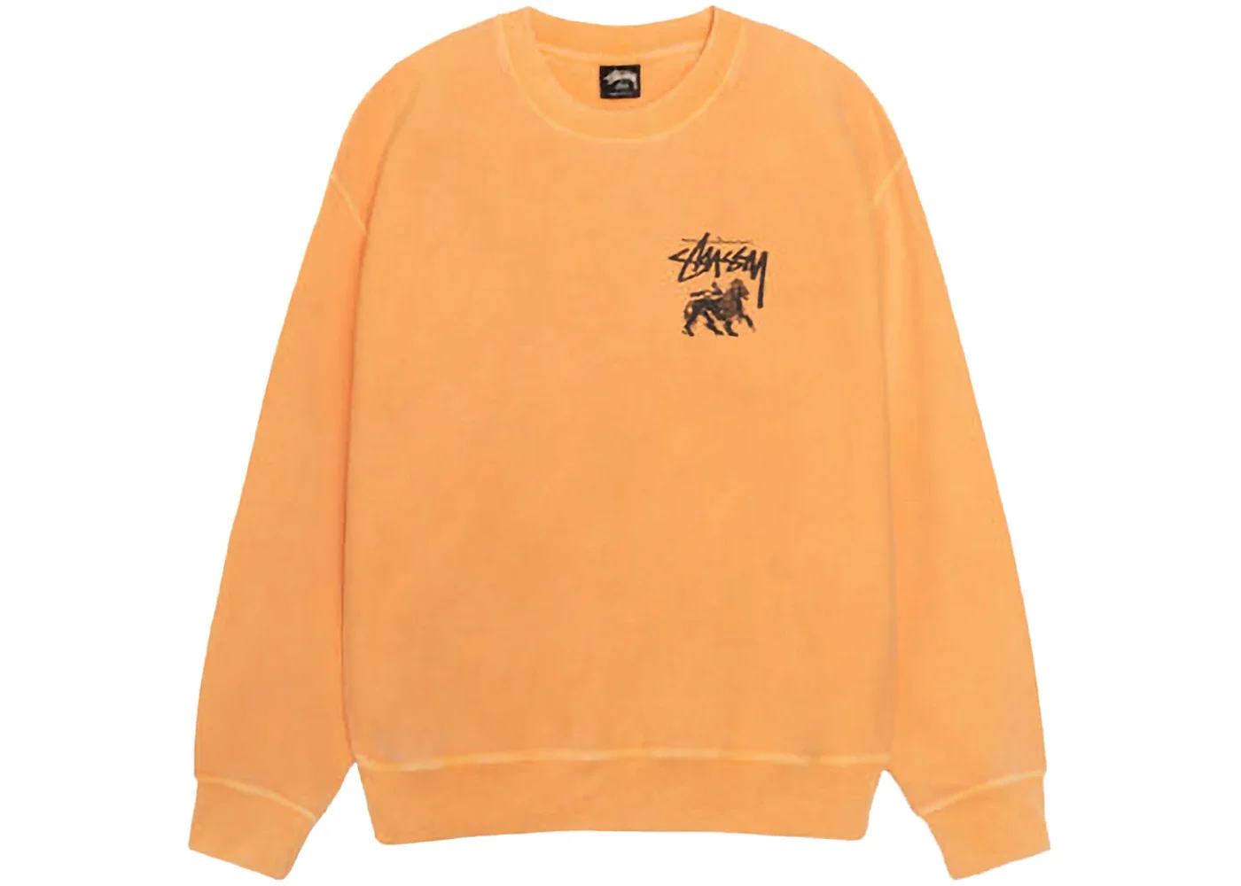 Stussy Rasta Lion Pigment Dyed Crew Orange - 1