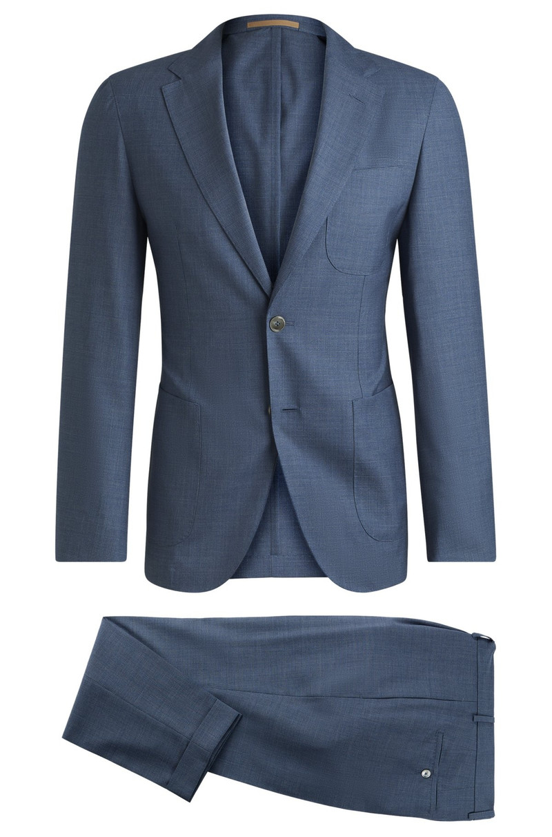 SLIM-FIT SUIT IN PATTERNED VIRGIN WOOL AND SILK 8