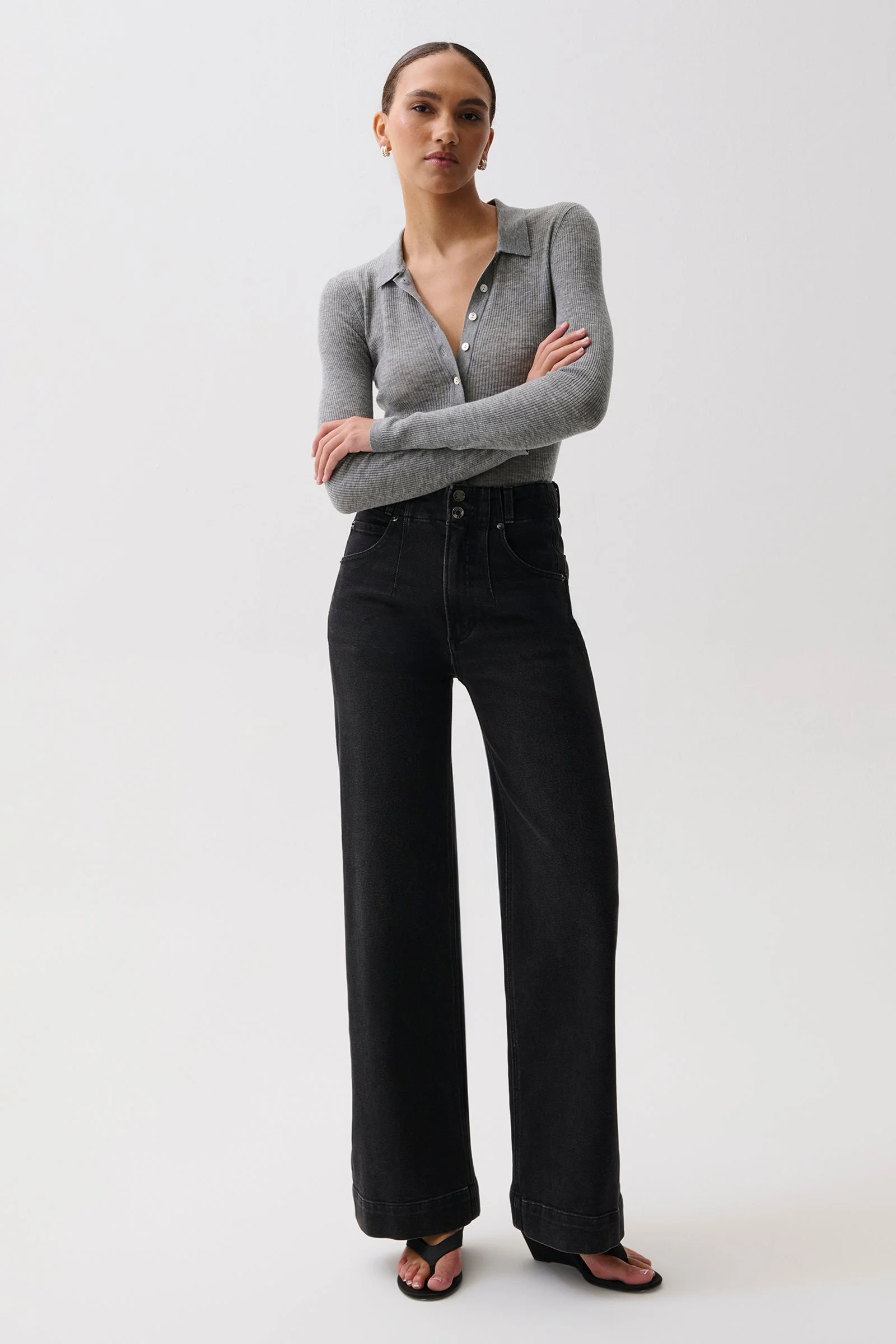 LANA HIGH RISE ULTRA WIDE LEG JEAN - JETSET - 1
