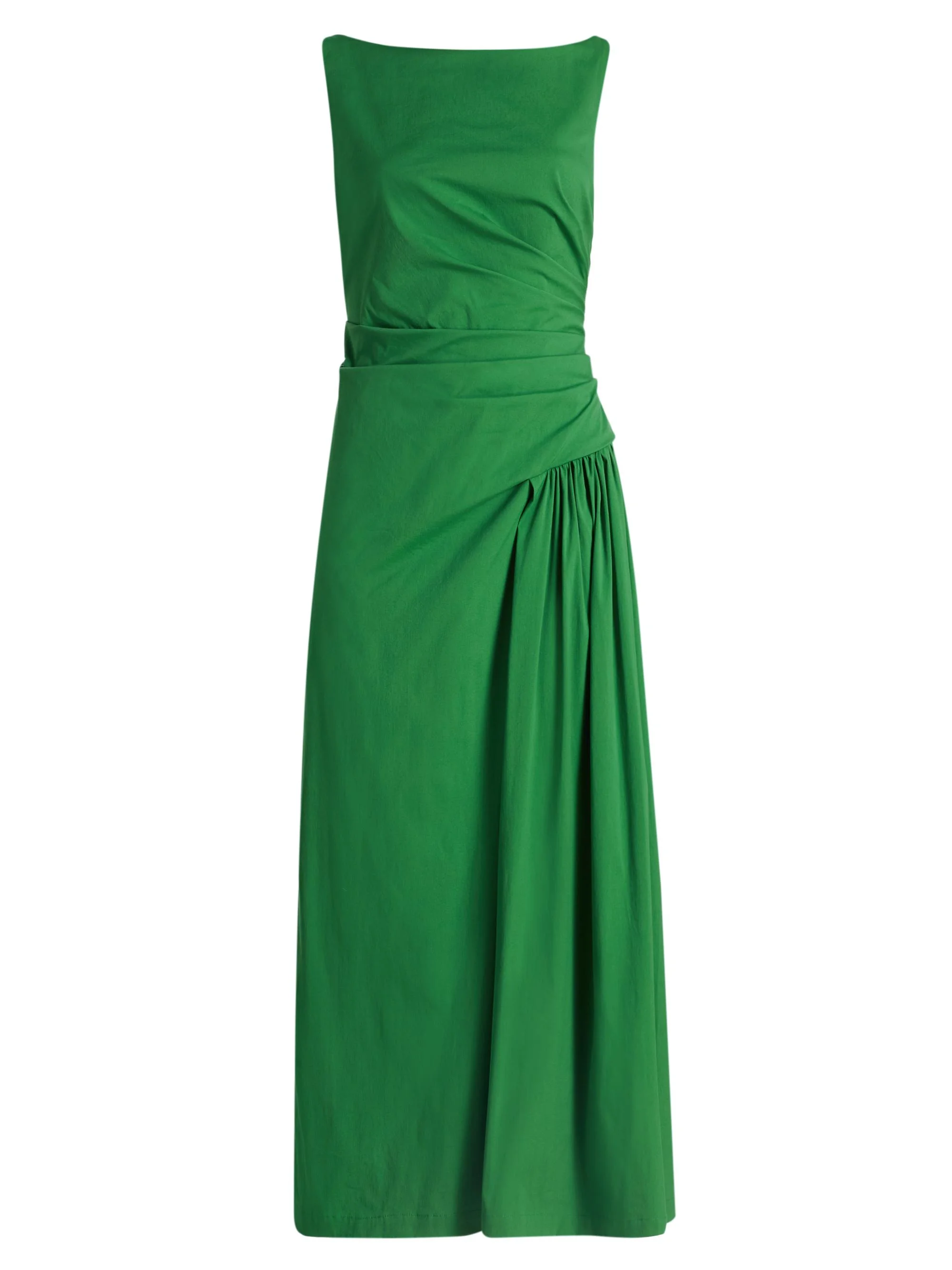 Women's Poplin Cotton-Blend Flounce Midi-Dress - Fern - 1