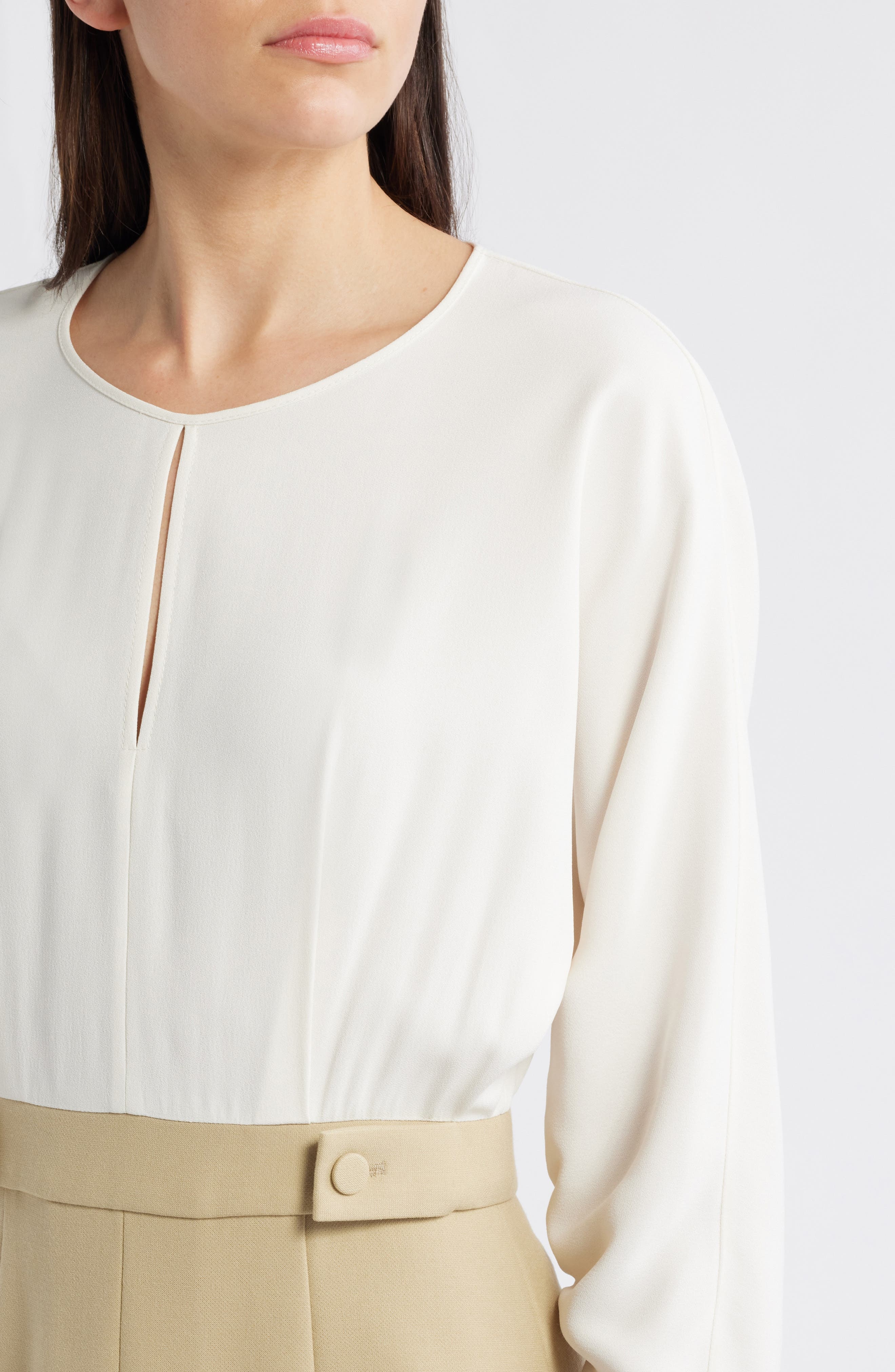 BOSS Ditela Mixed Media Dress in Light Beige Combo at Nordstrom - 4