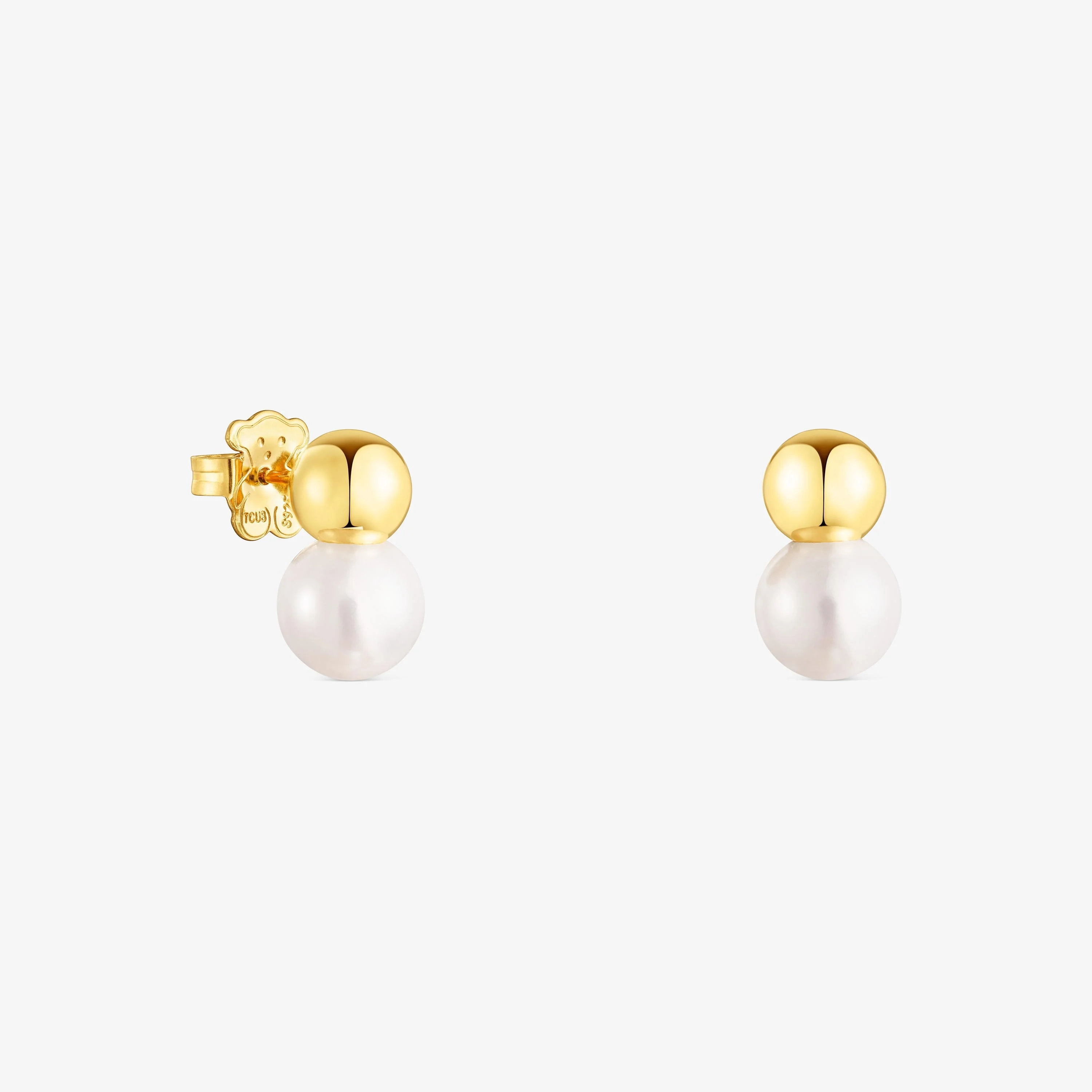 18K gold vermeil Gloss Earrings with large Pearl - 1