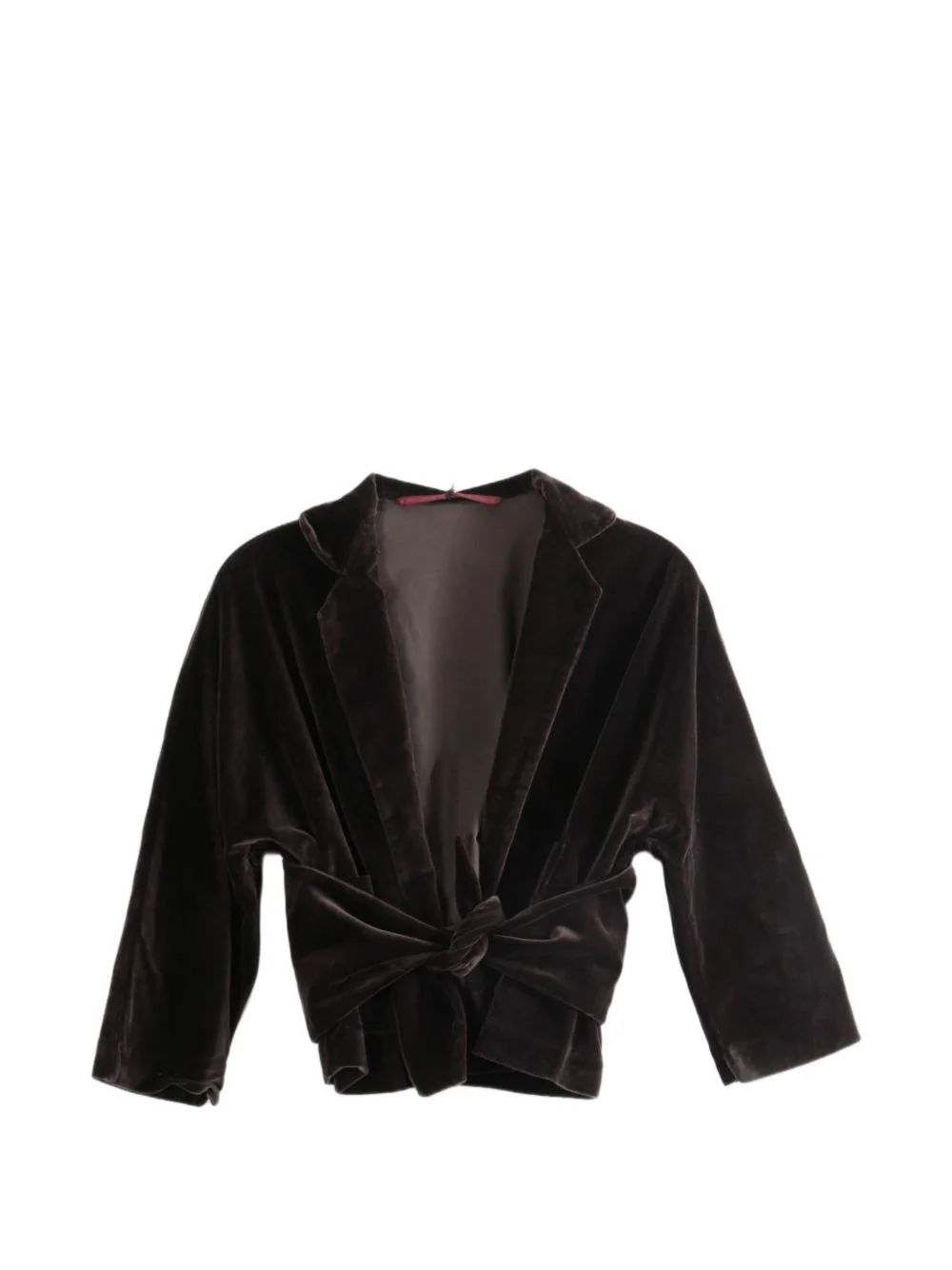 tie-fastening velvet jacket - 1