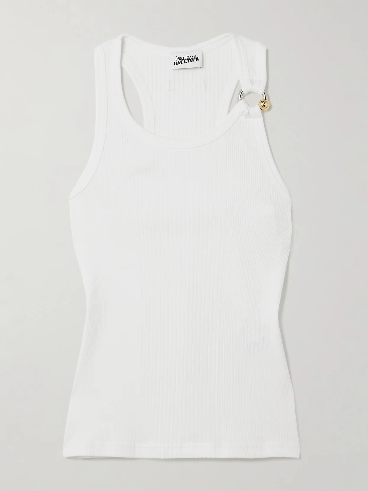 Embellished Ribbed Cotton-jersey Tank - 1