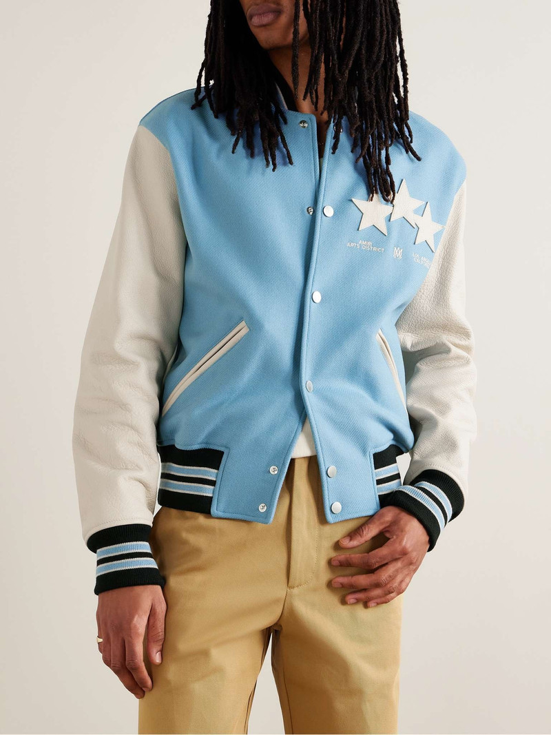 Appliquéd Wool-Blend and Leather Varsity Jacket 4