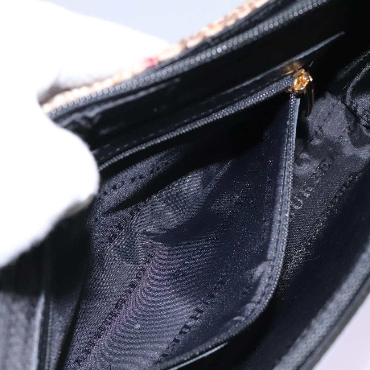 Burberry Nova Check Shoulder Bag Wool Suede Leather Beige Black Gold - 12