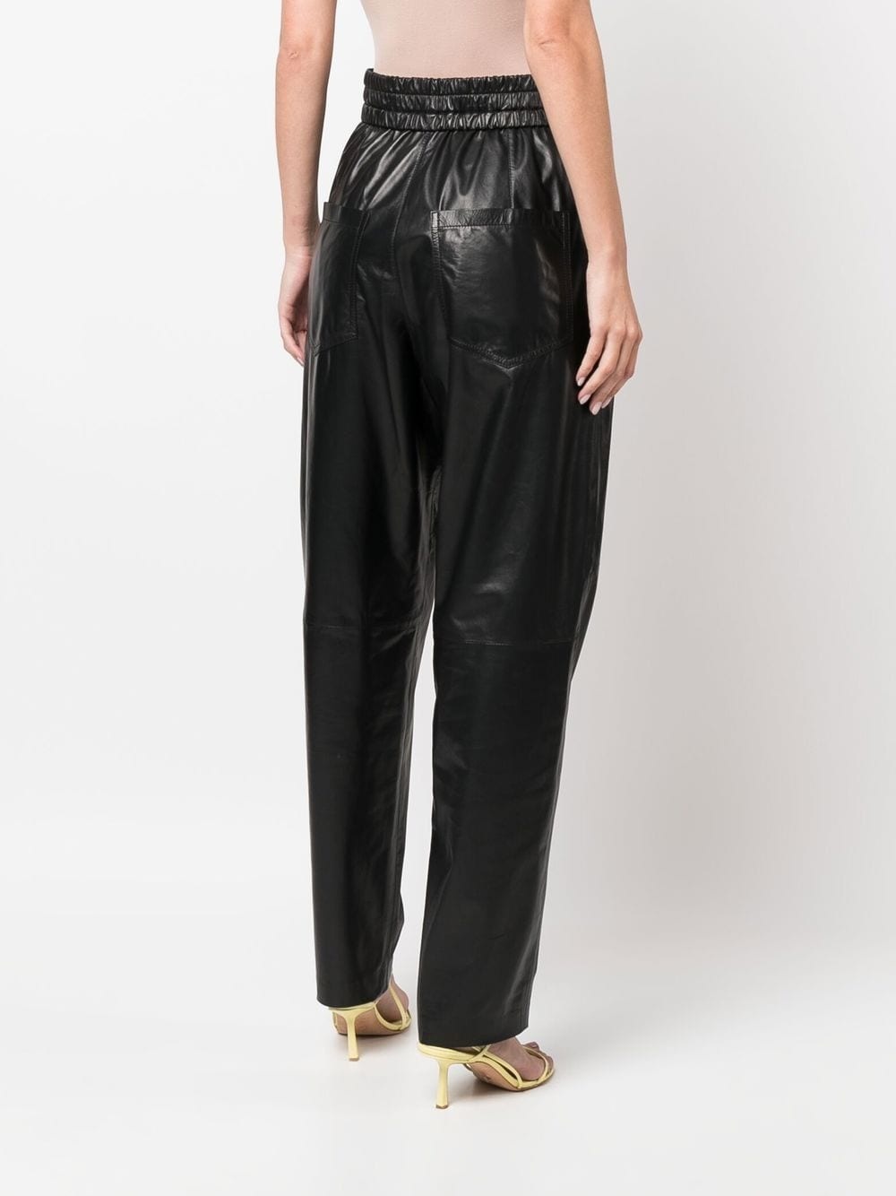 high-waist leather trousers - 4