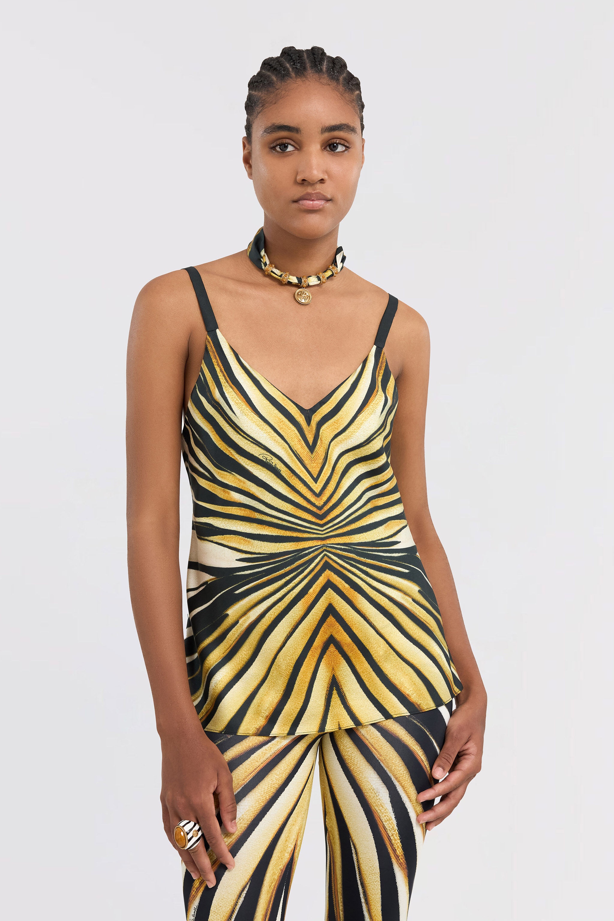 Ray Of Gold Print Silk Top - 3