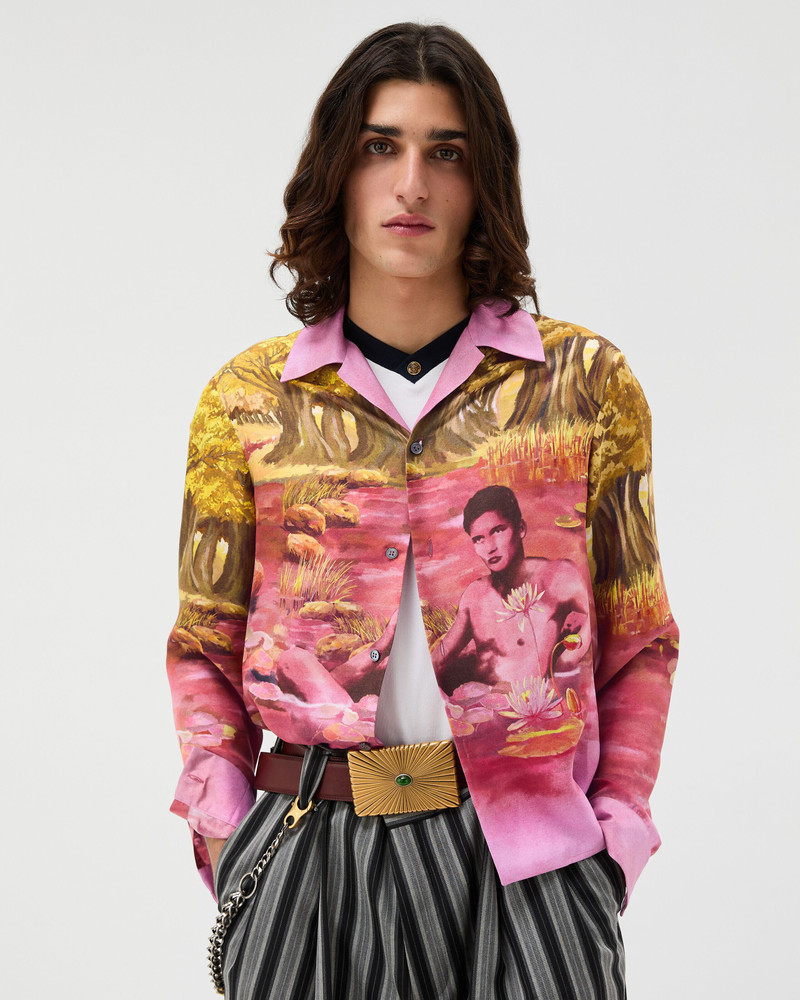 VERSACE Printed Silk Twill Slim Shirt outlook