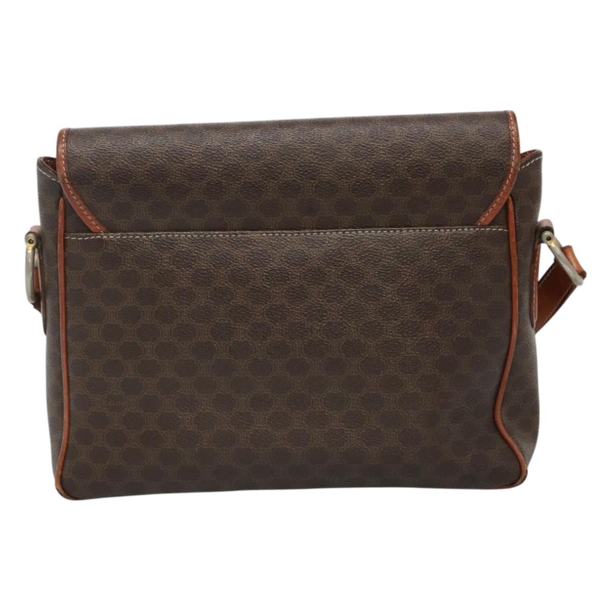 CELINE Macadam Canvas Shoulder Bag Pvc Leather Brown - 3