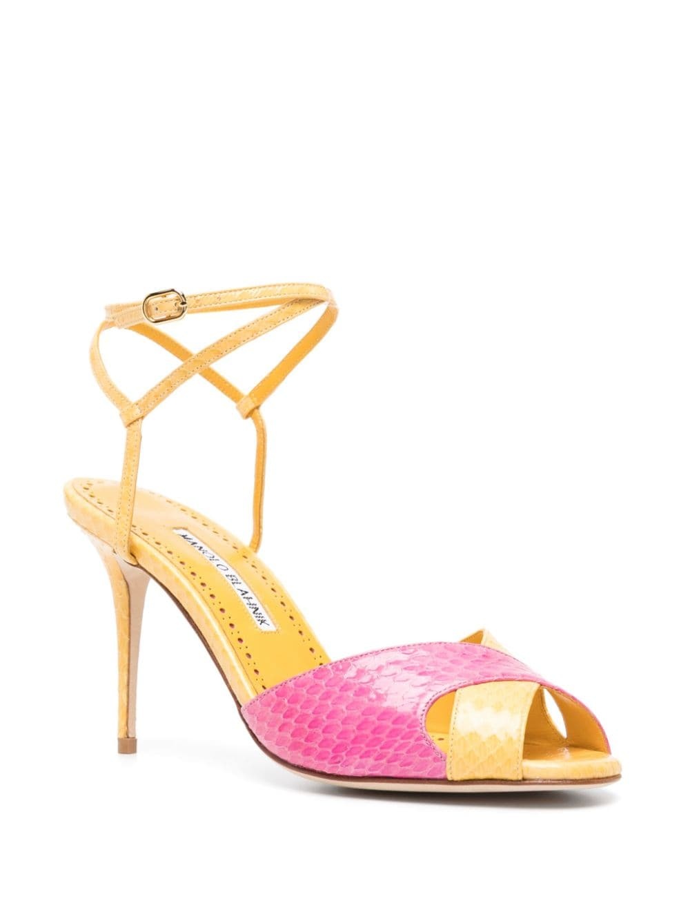 Mumbi 95mm snakeskin-effect leather sandals - 2