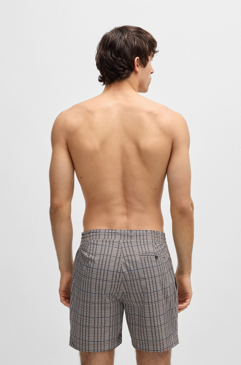 BOSS MICRO-PRINT SWIM SHORTS WITH LOGO BADGE outlook