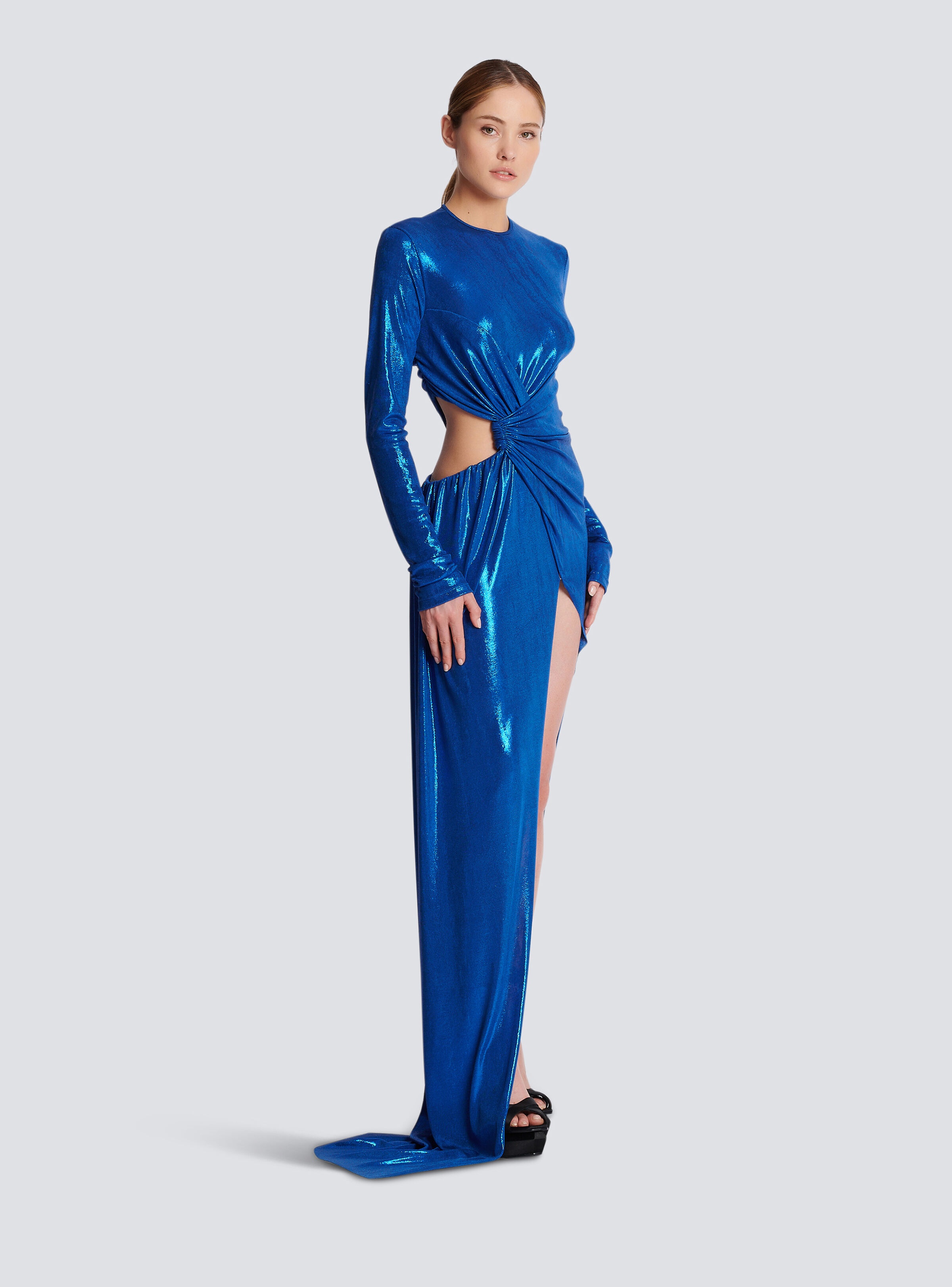 Draped jersey lamé dress - 3