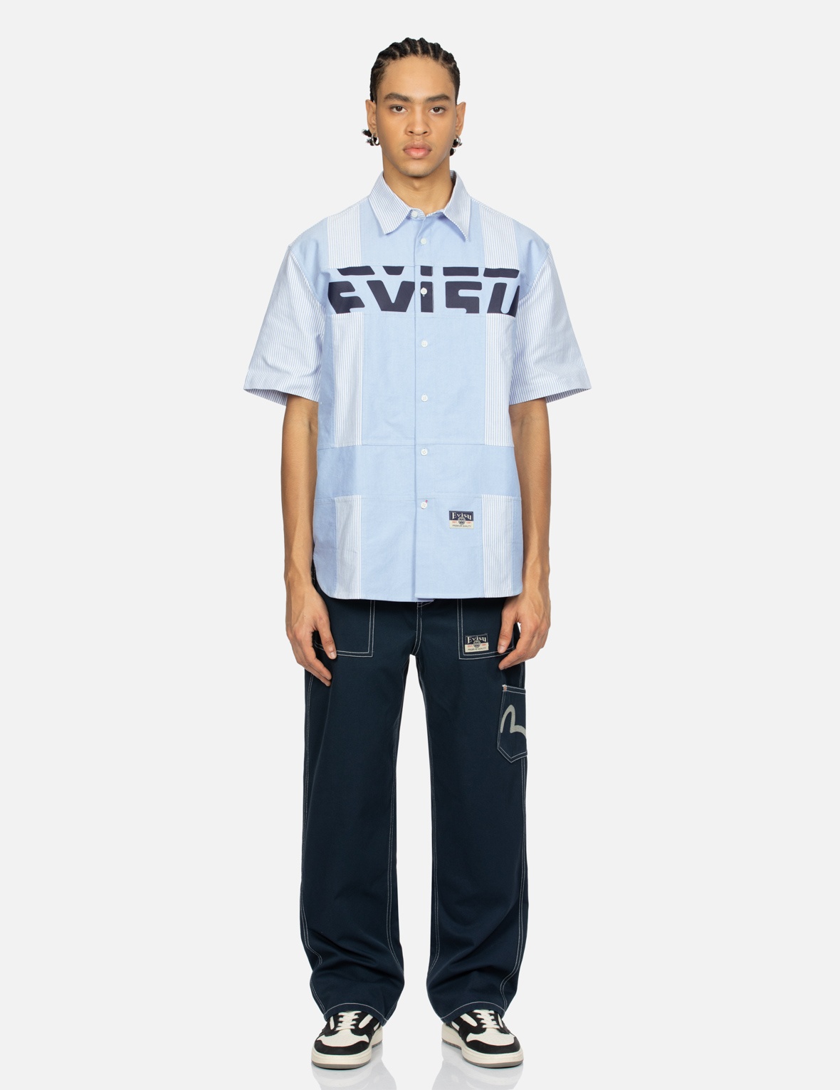 SEAGULL EMBROIDERY WITH CONTRASTING STITCH STRAIGHT FIT CARGO PANTS - 6