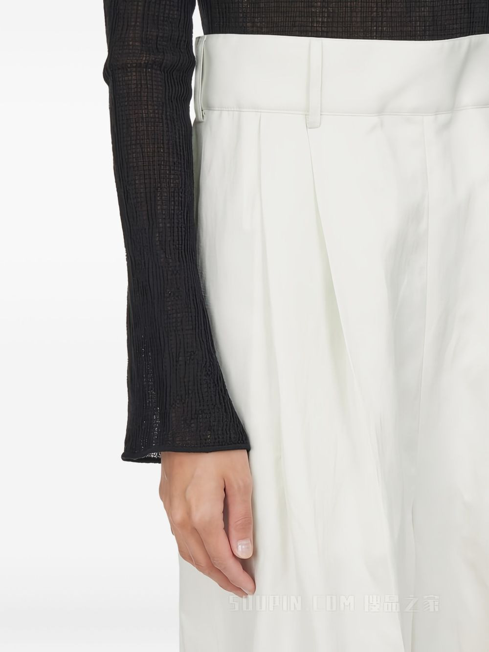 pleated high-waisted trousers - 4