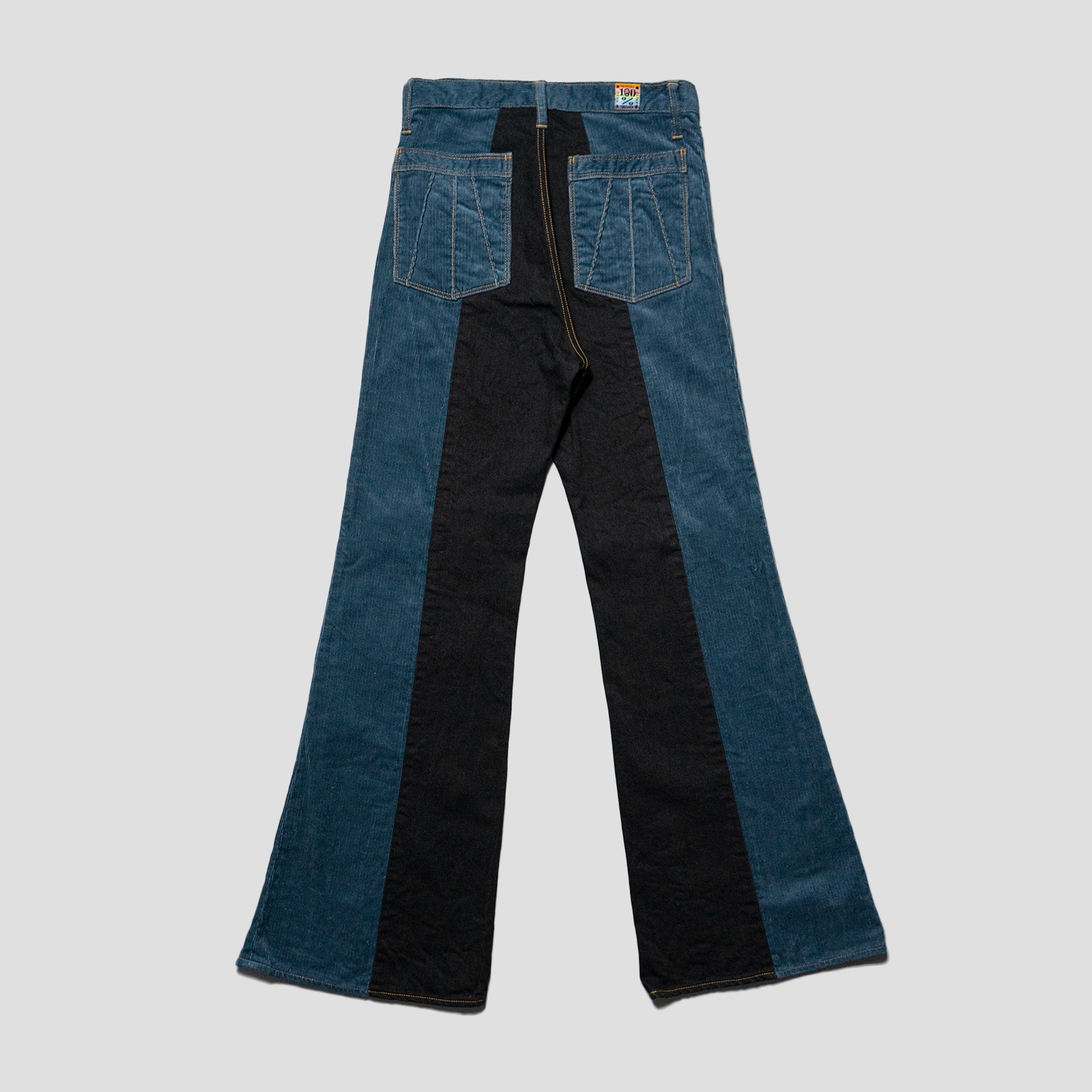 CORDUROY x DENIM 2 TONES GYPSY FLARE JEANS - 2