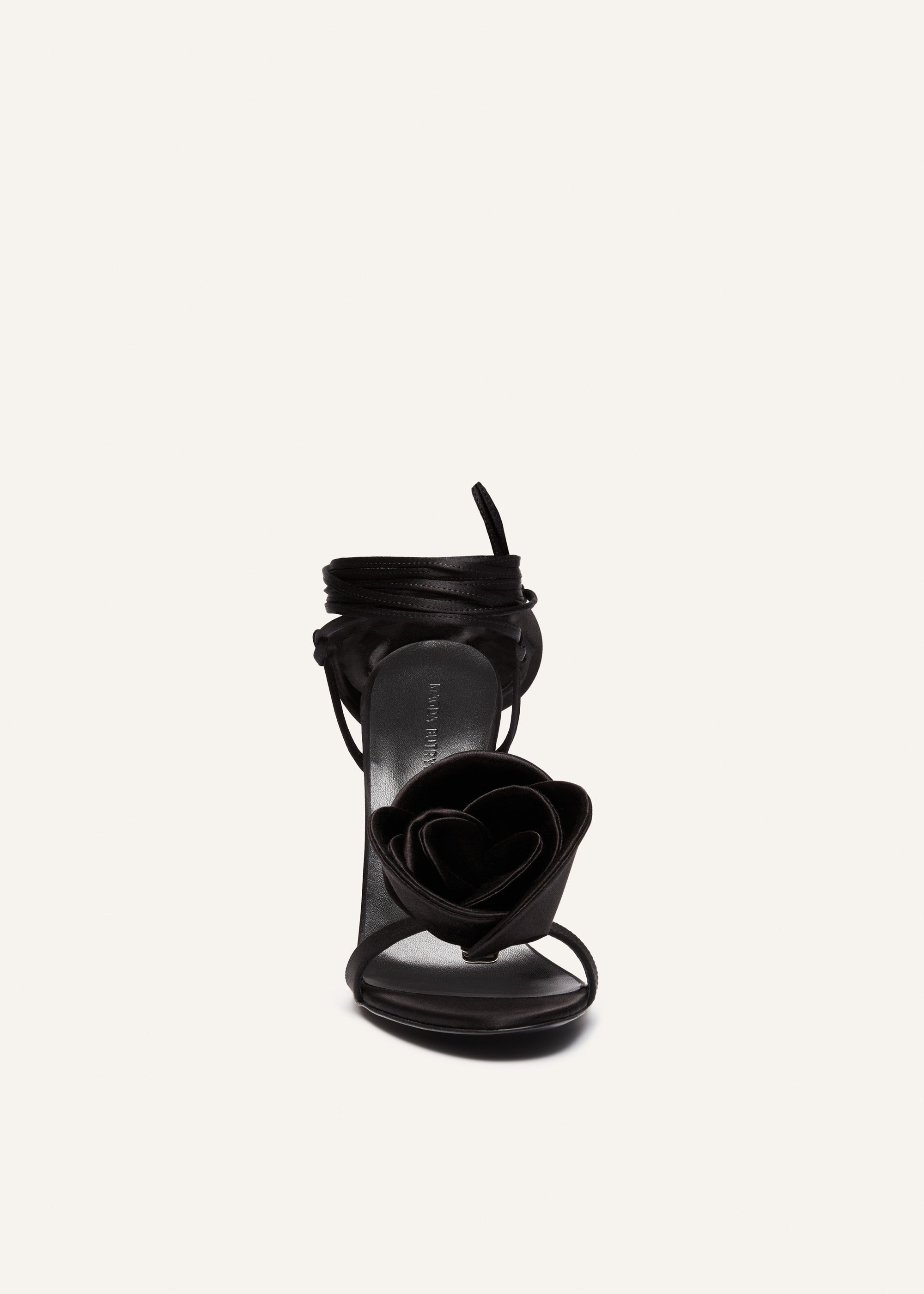 Wrap around double flower sandals in black - 3