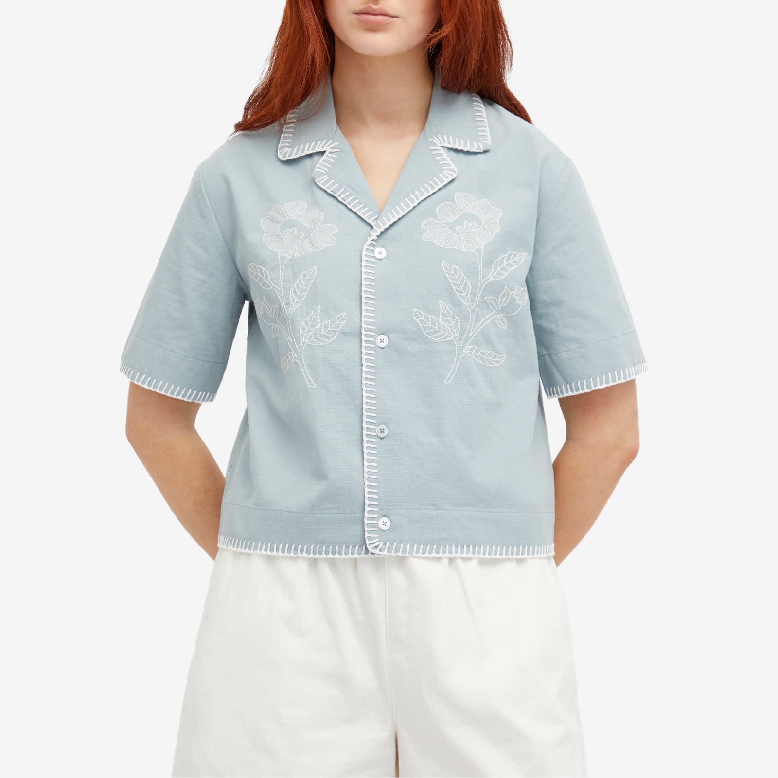 Holzweiler Gorti Cropped Embroidered Shirt - 2