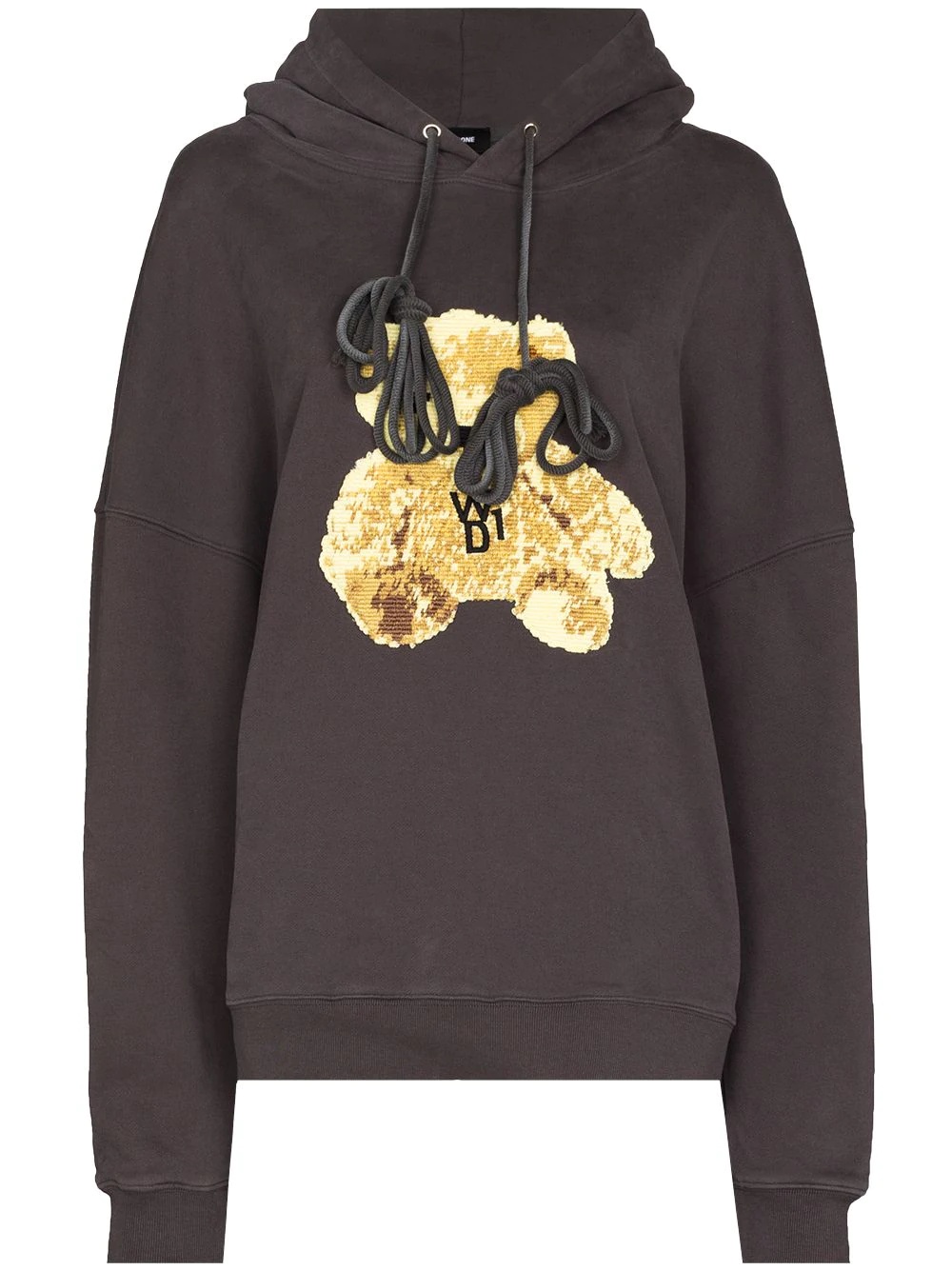 teddy-embroidered oversized hoodie - 1