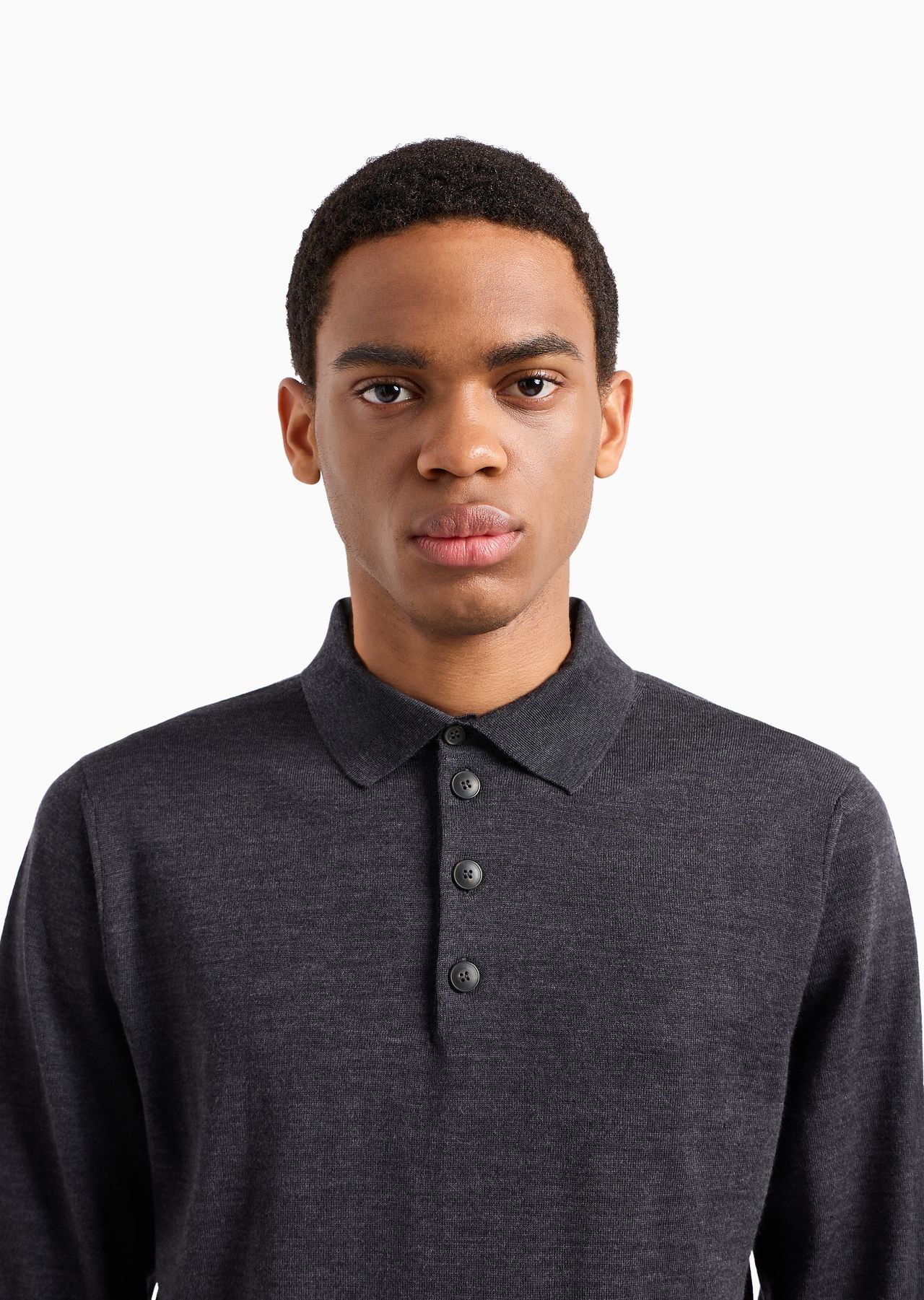 Virgin-wool jumper with polo-shirt collar - 5