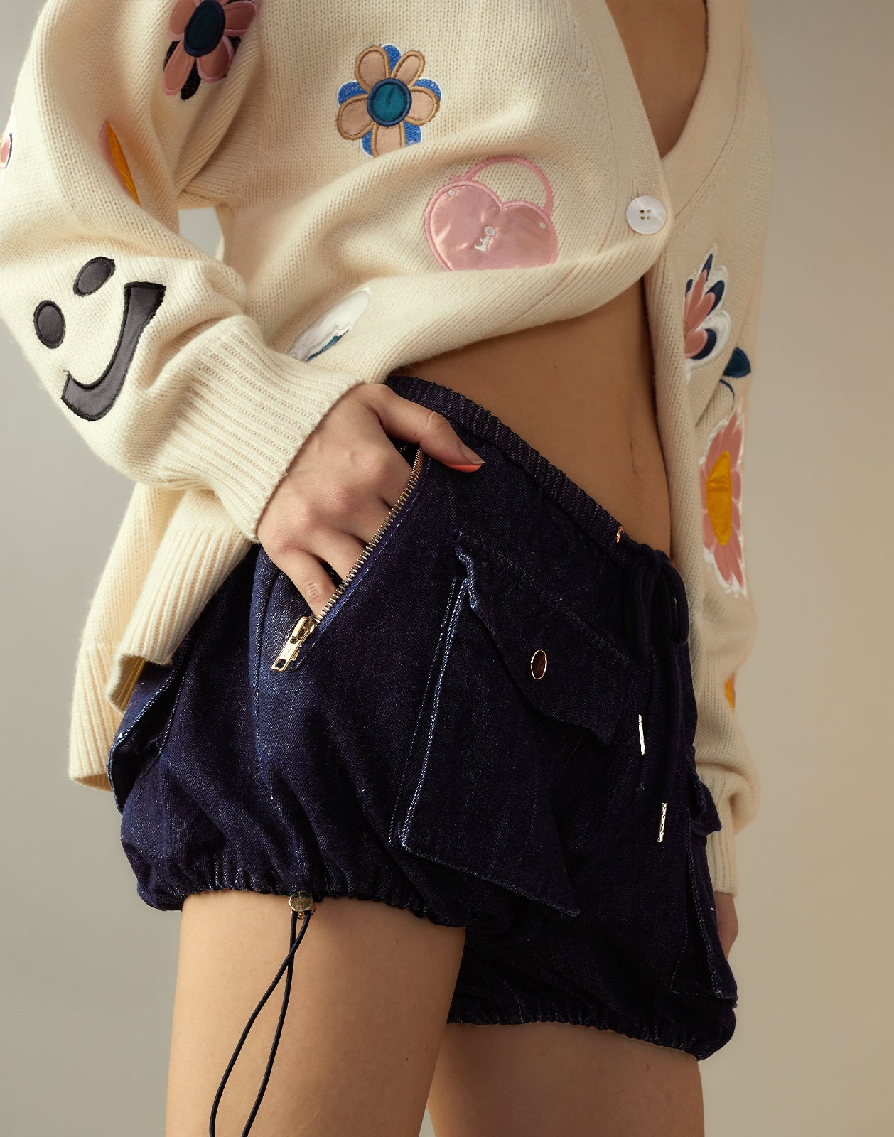 Denim Cargo Shorts - 4