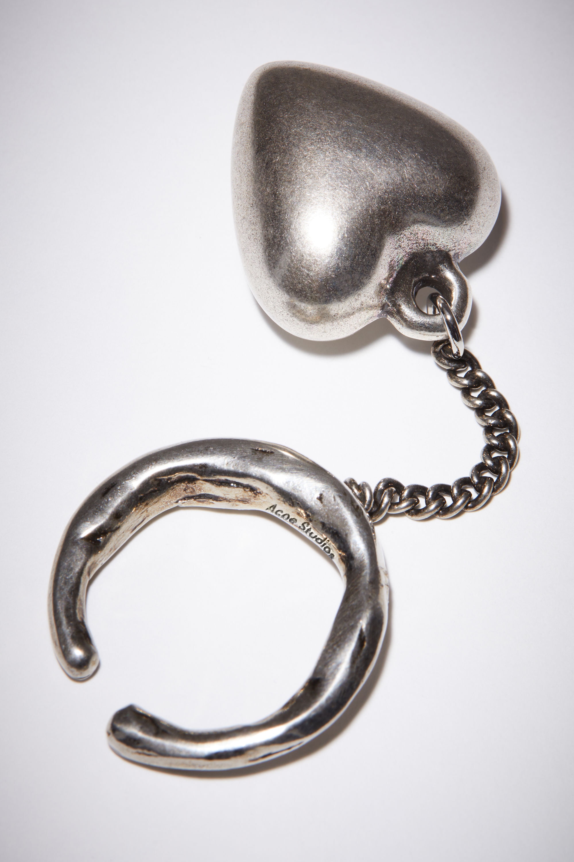Heart charm ear cuff - Silver - 4