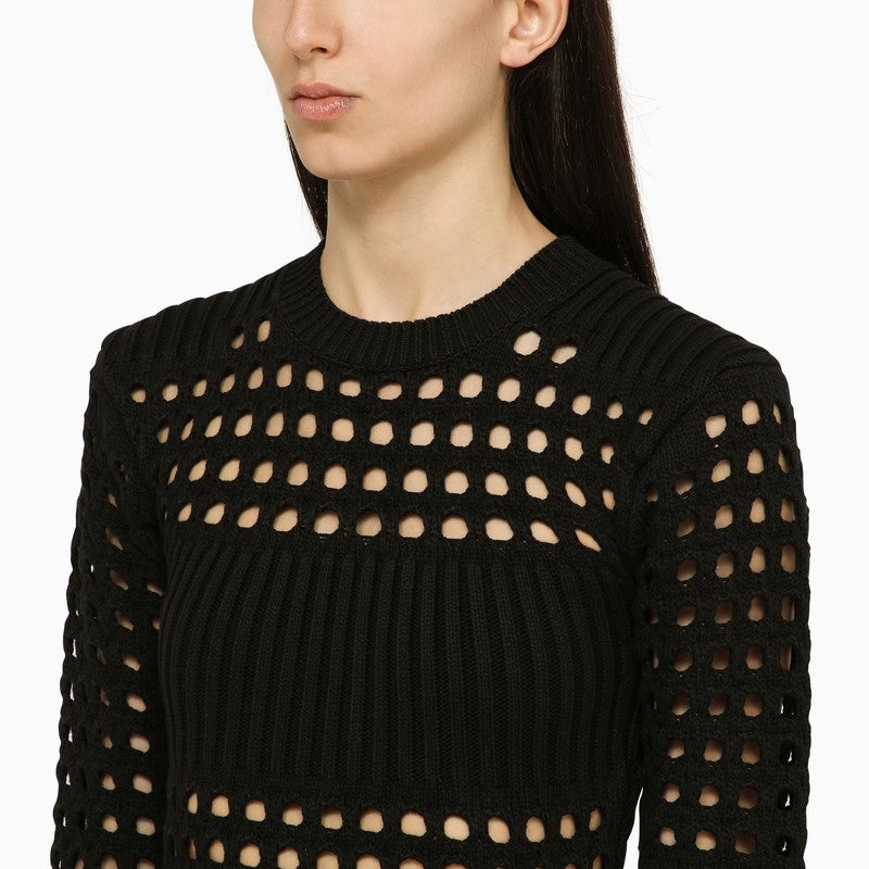 Alexander Mcqueen Black Knitted Midi Dress Women - 4