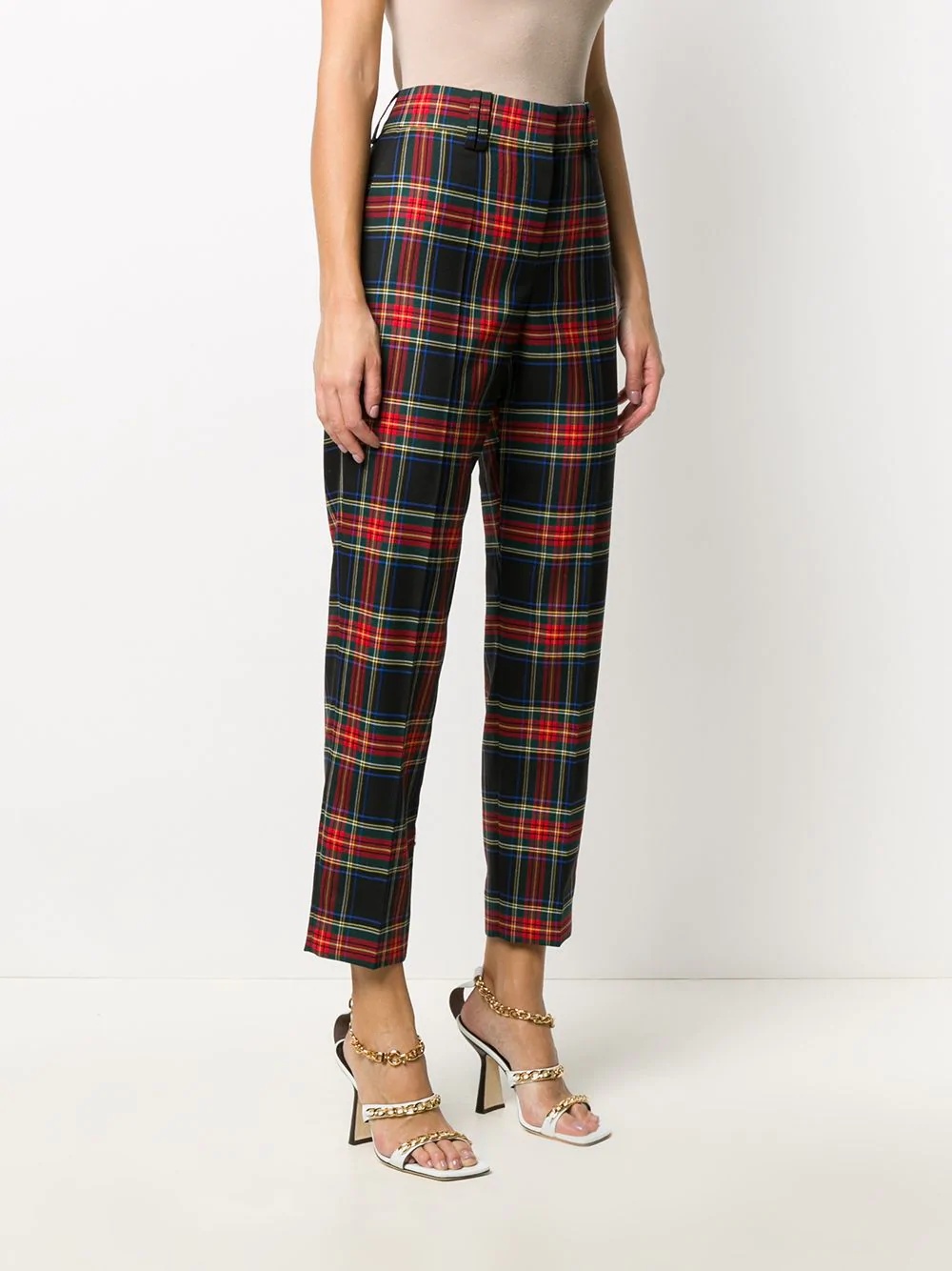 plaid straight-leg trousers - 3