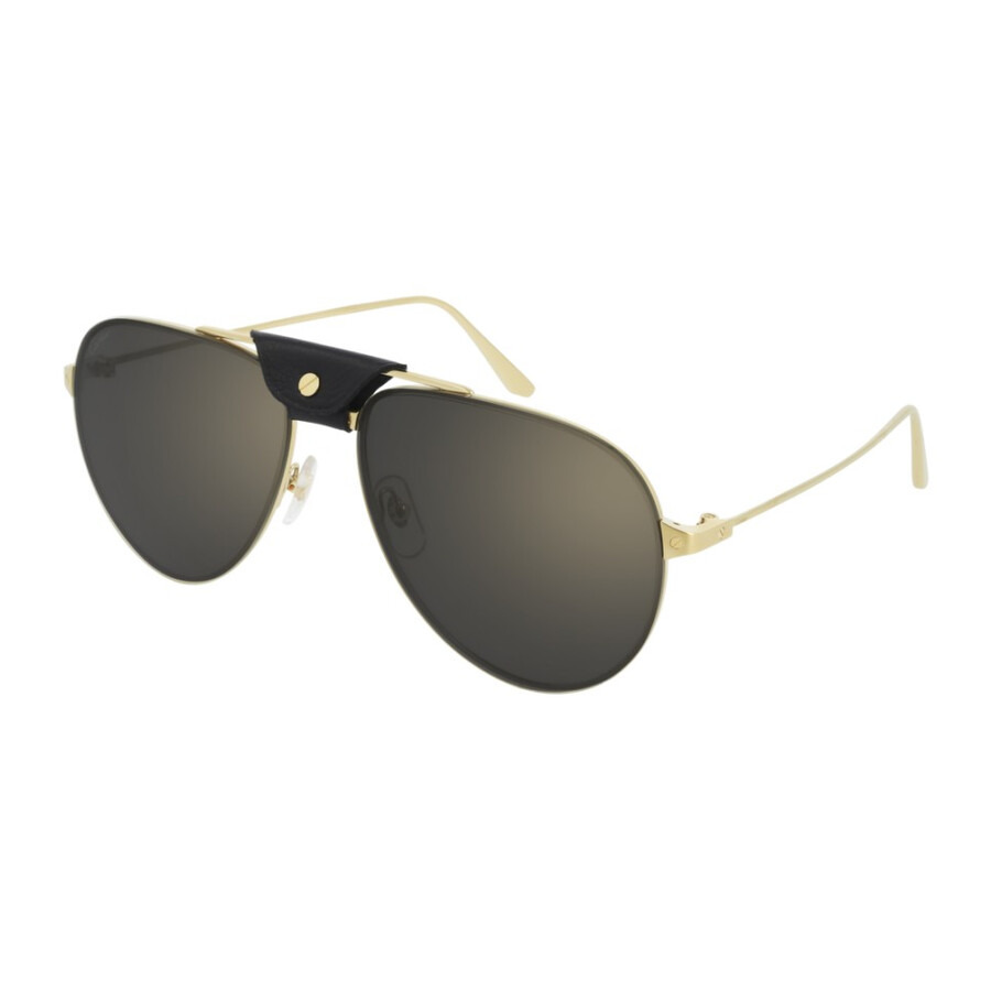 Cartier Santos de Cartier Grey Pilot Men's Sunglasses CT0166S 007 62 - 1