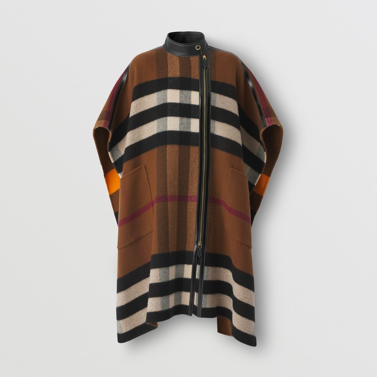 Check Cashmere Zip-front Cape - 1