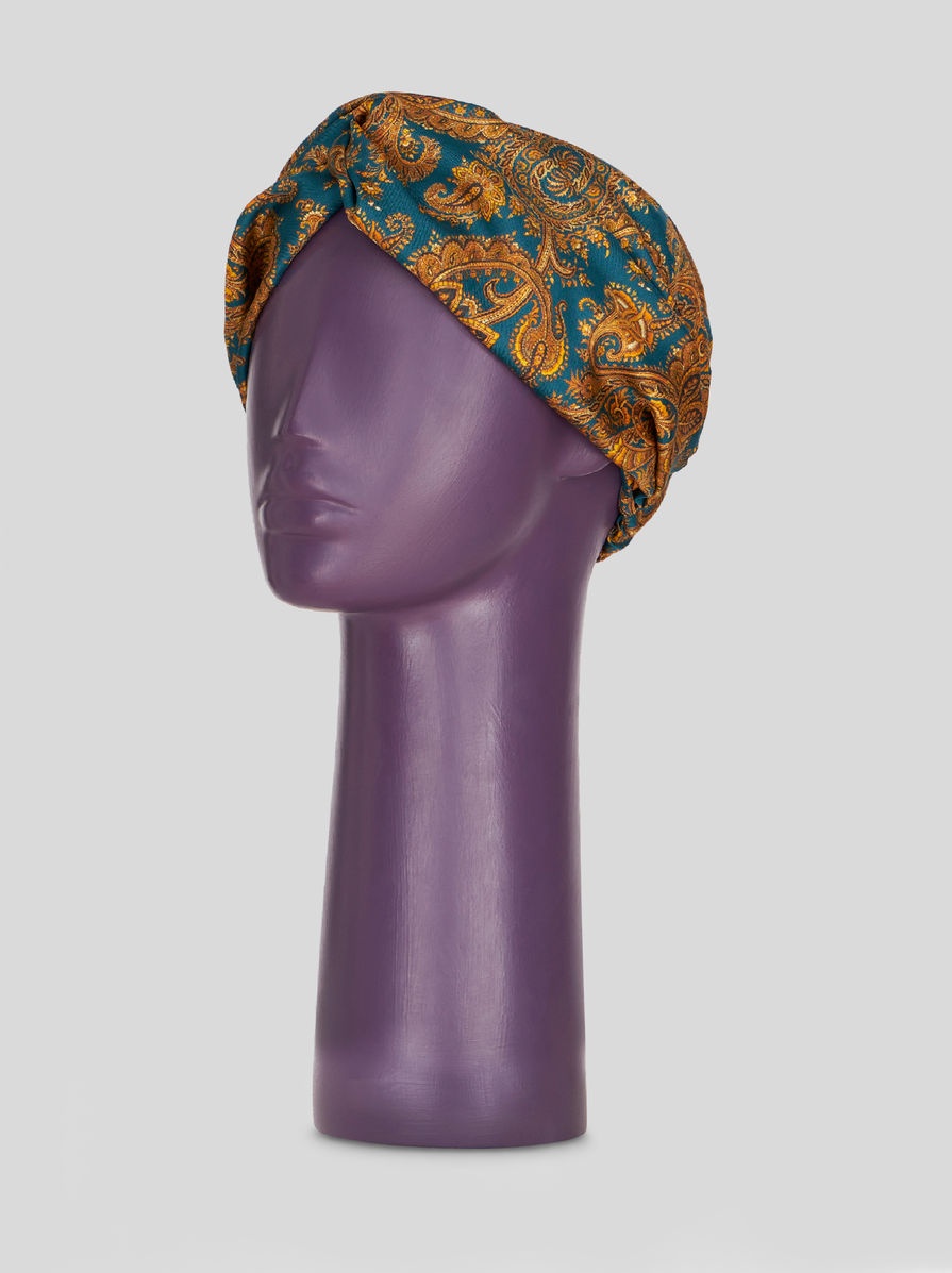 LEAFY PAISLEY CRÊPE DE CHINE HEADBAND - 1