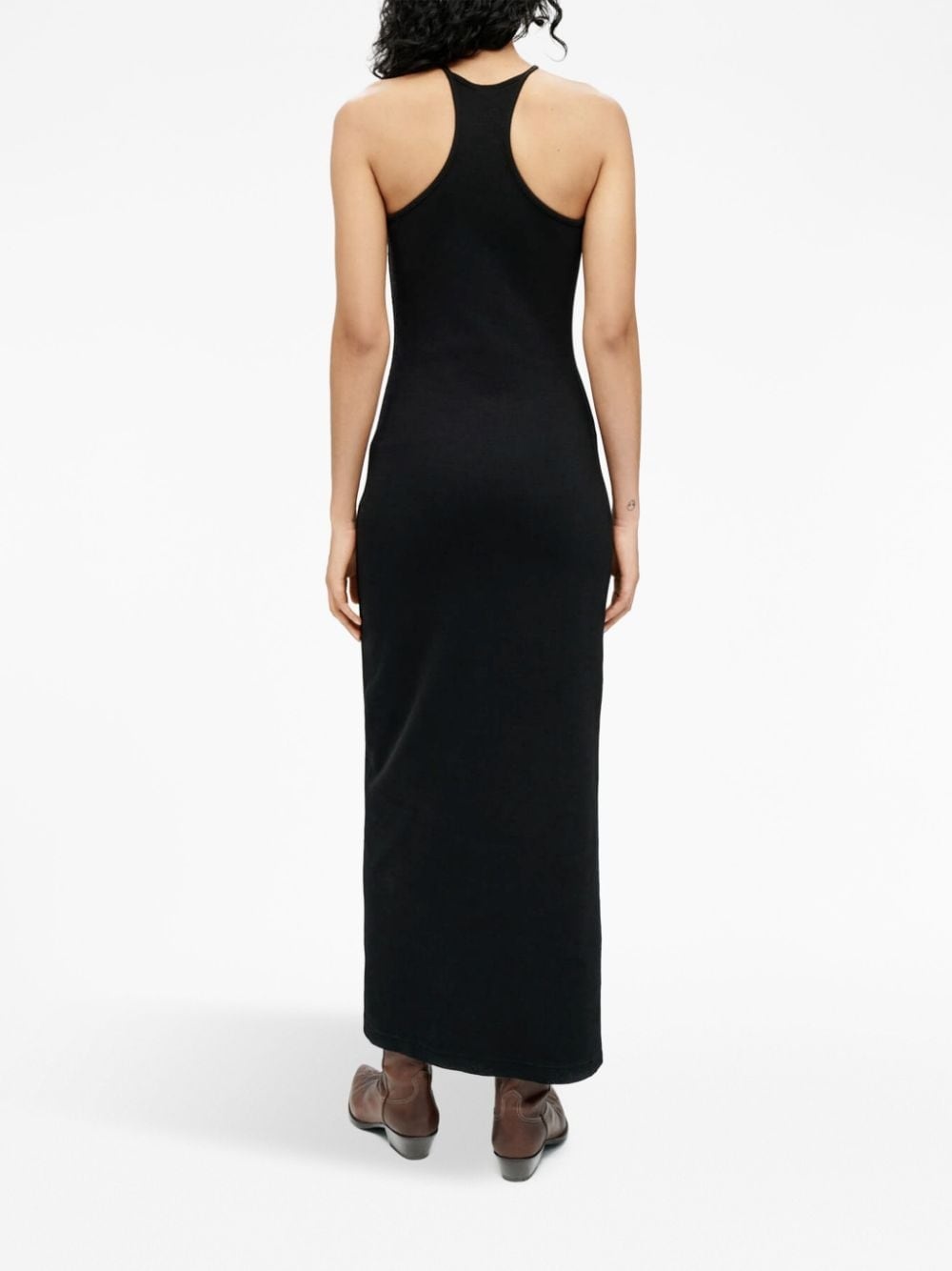 full length ribbed cotton keyhole dress - 3