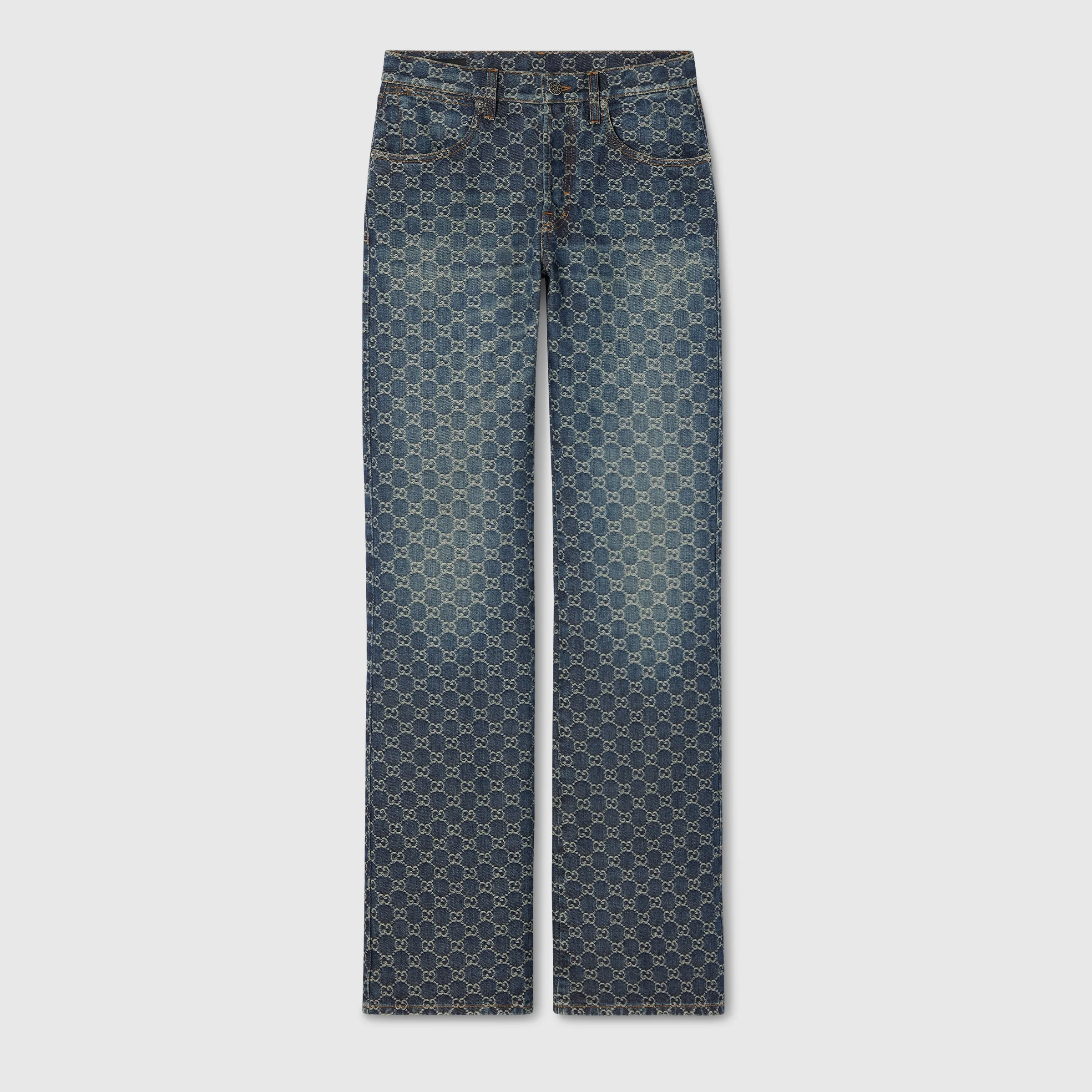 GG cotton denim jacquard pants - 1