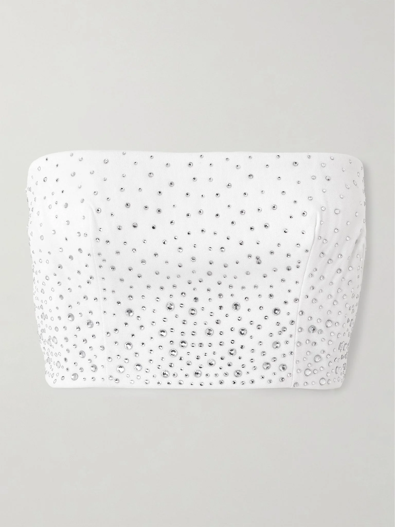 Cropped strapless crystal-embellished mesh top White - 1