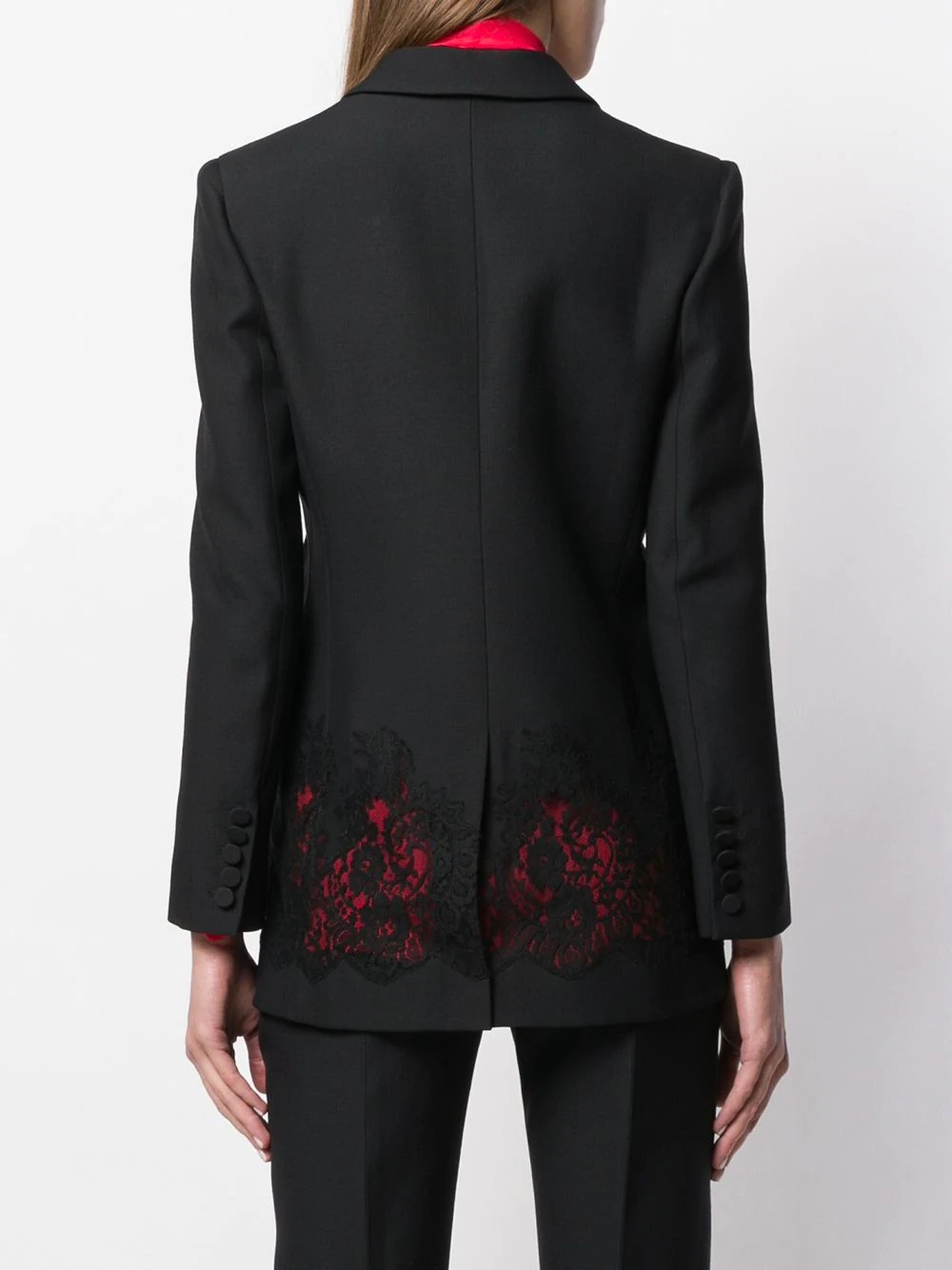 lace panel blazer - 4