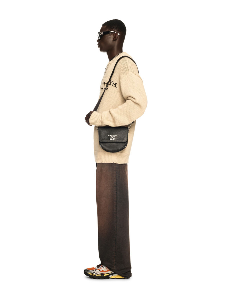 Off-White Black Jitney Quote Round Shoulder Bag outlook