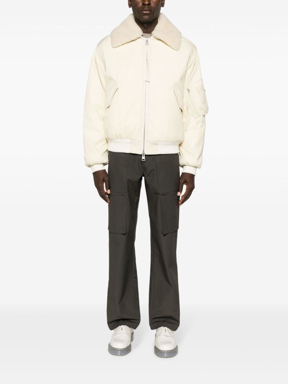 Boxy shearling-collar bomber jacket - 3
