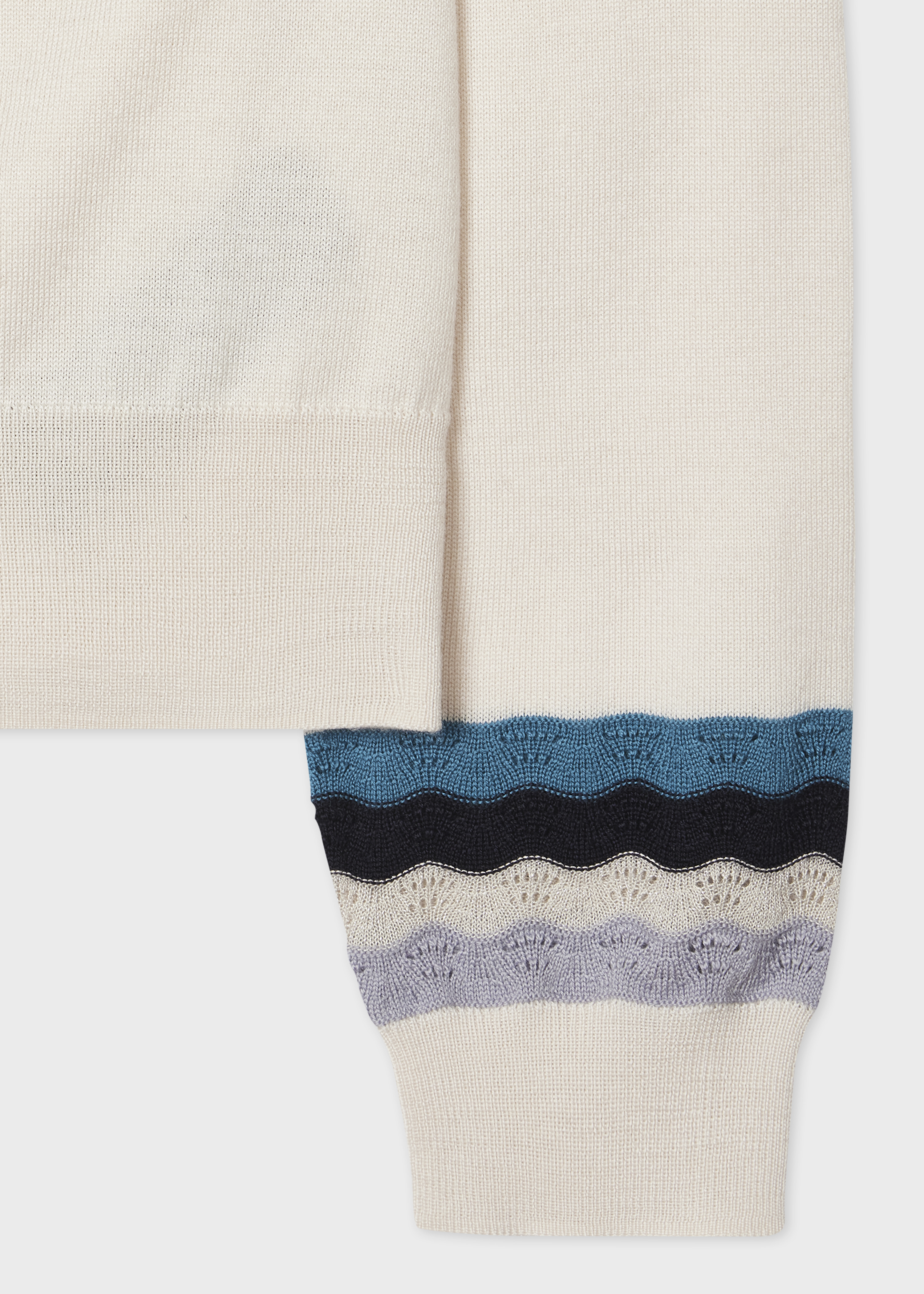Women's Cream Zig Zag Sleeve Cardigan - 2