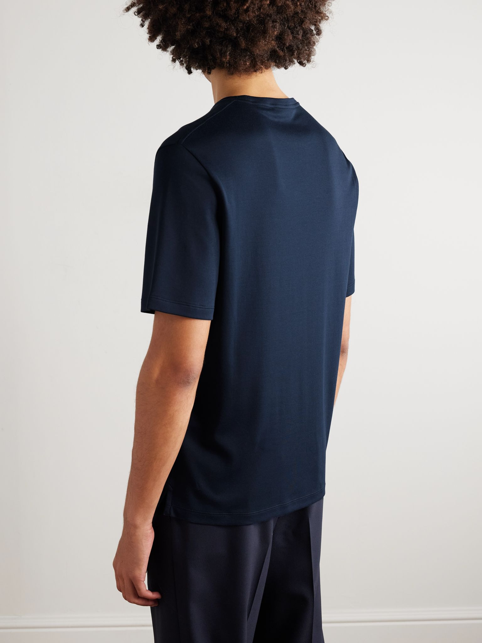 Tremezzo Sea Island Cotton-Jersey T-Shirt Navy - 3